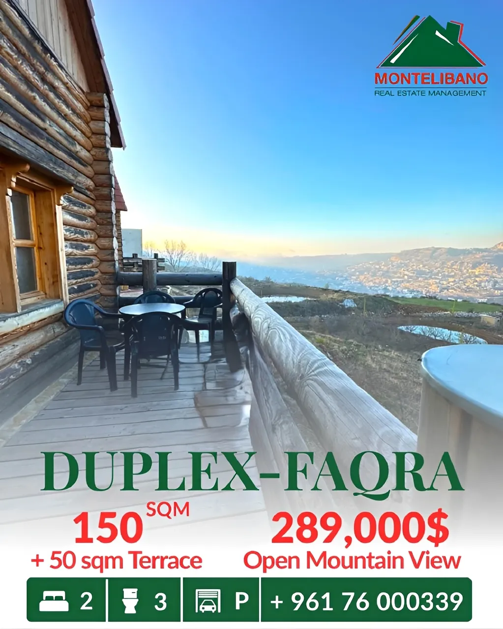 Duplex for sale in Faqra, Lebanon