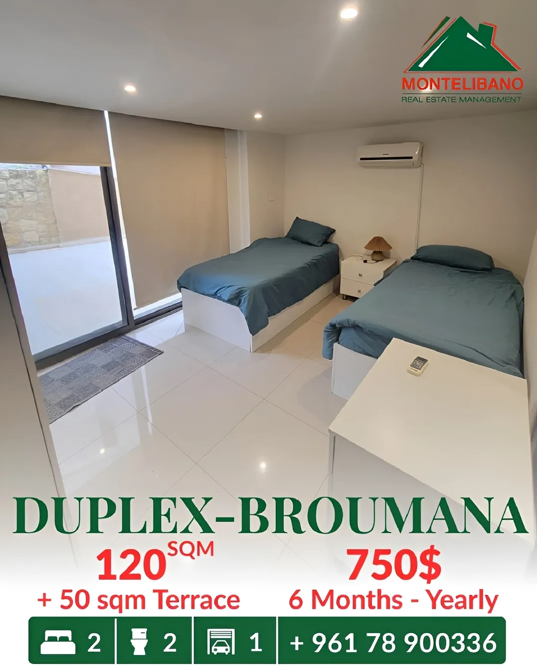 Duplex for rent in Broummana