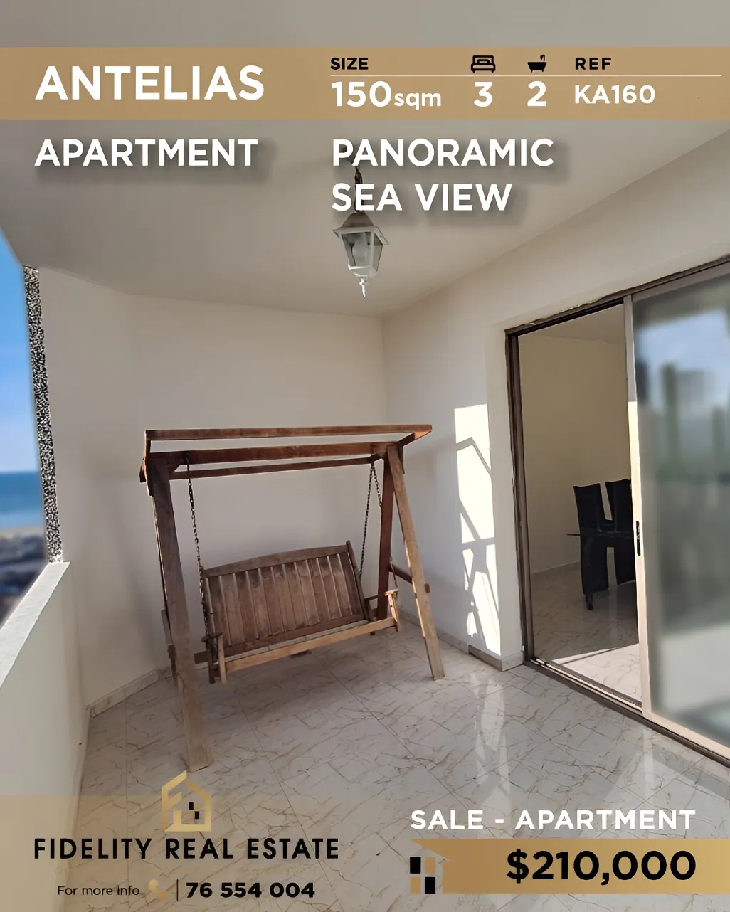 Apartment for sale in Antelias, Lebanon - 3 bed, 2 bath