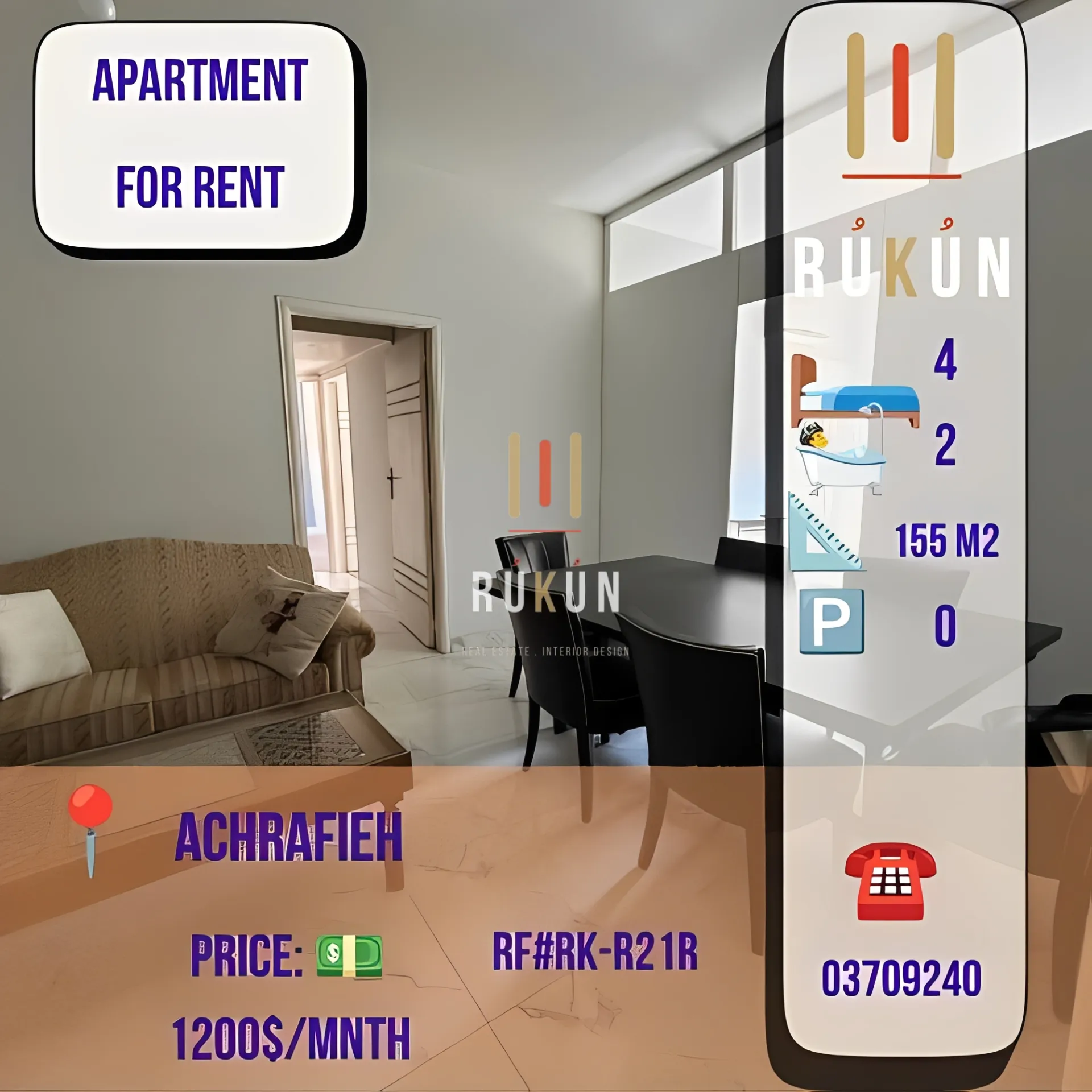 Apartment for rent in Achrafieh