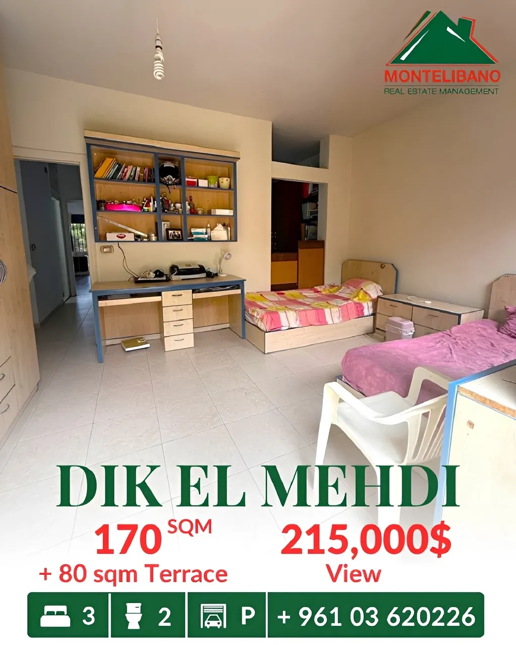 Apartment for sale in Dik El Mehdi, Lebanon