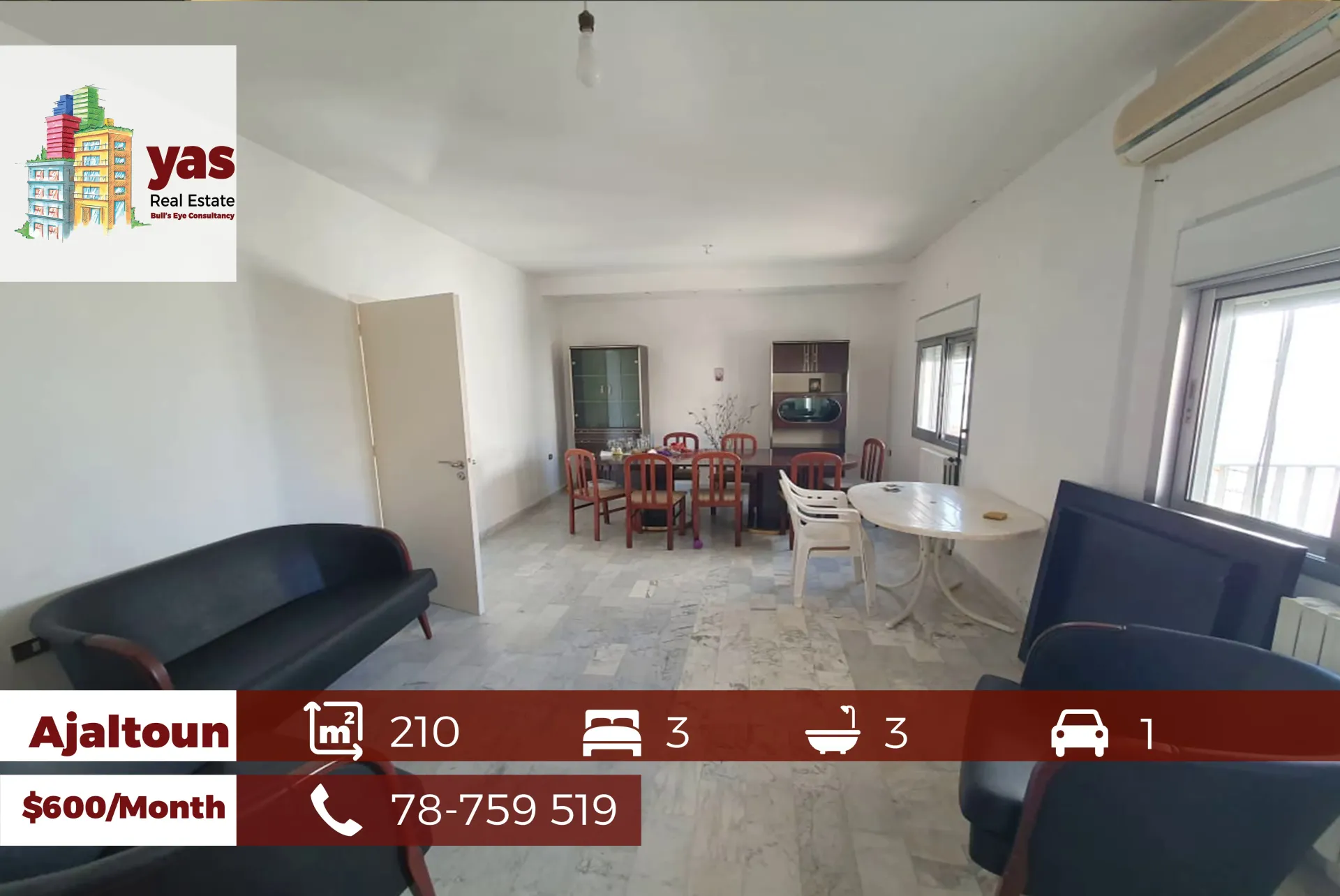 Apartment for Rent in Ajaltoun - 3 bed, 3 bath