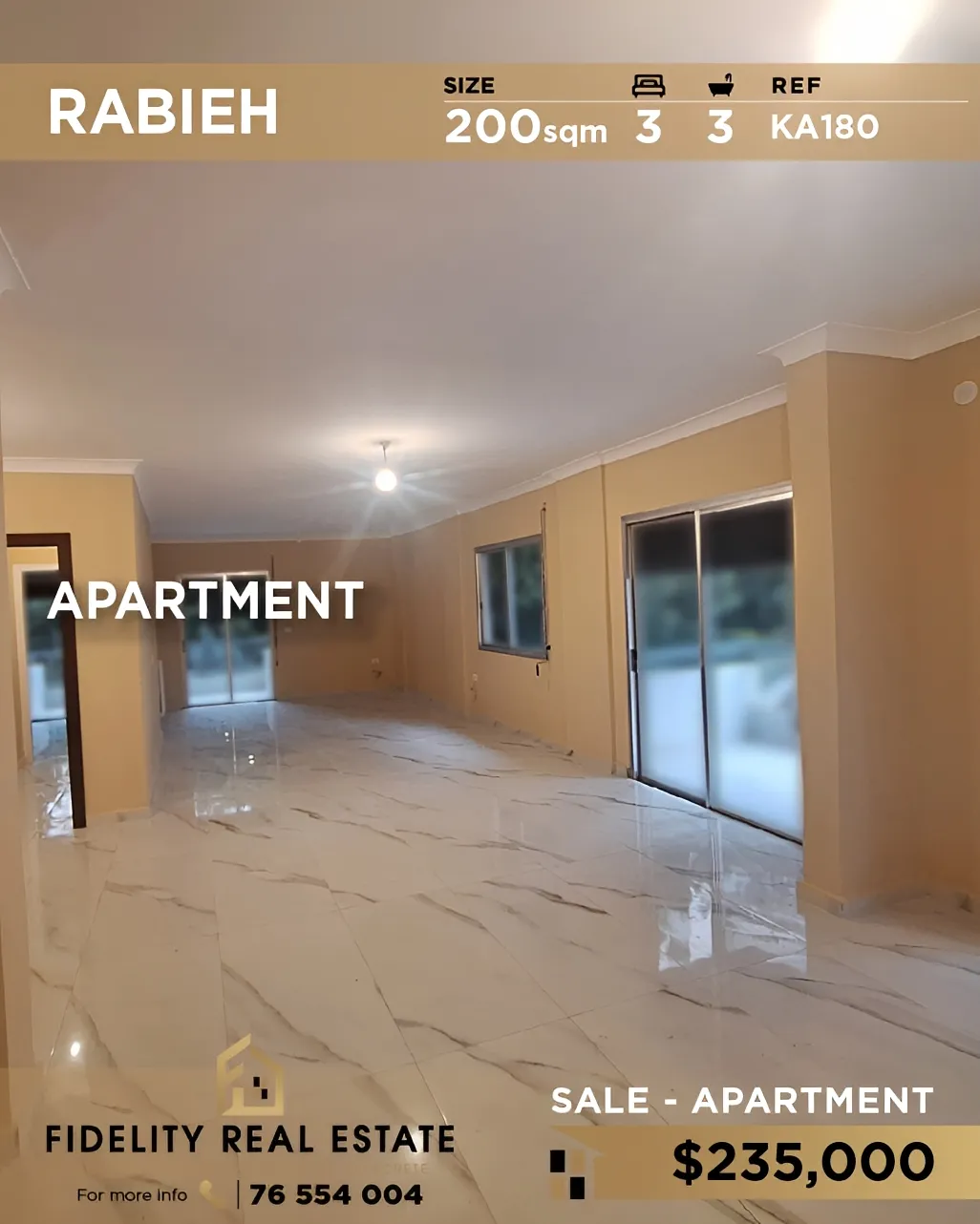 Apartment for sale in Rabieh, Lebanon - 3 bed, 3 bath