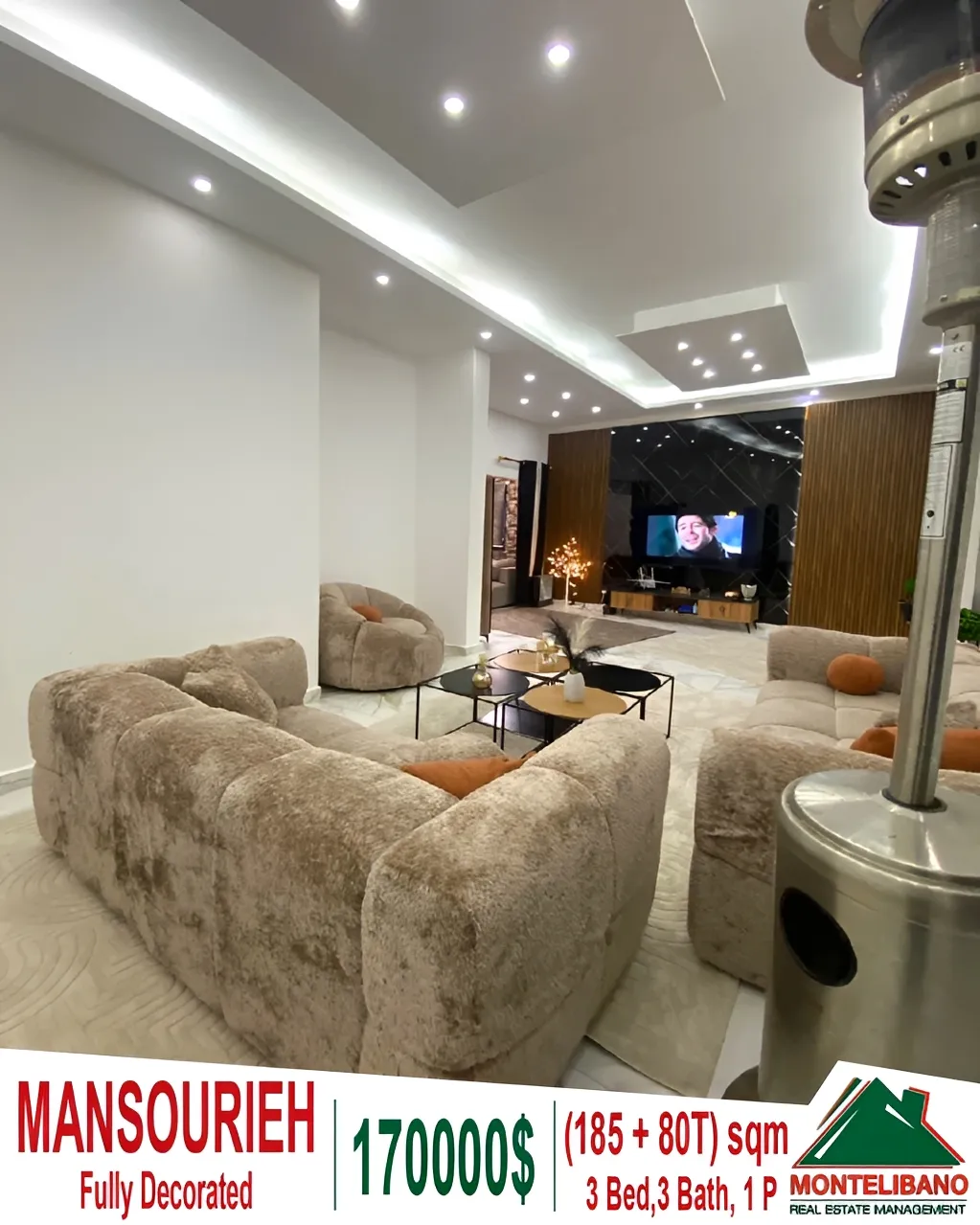 Apartment for sale in Mansourieh, Lebanon - 3 bed, 3 bath