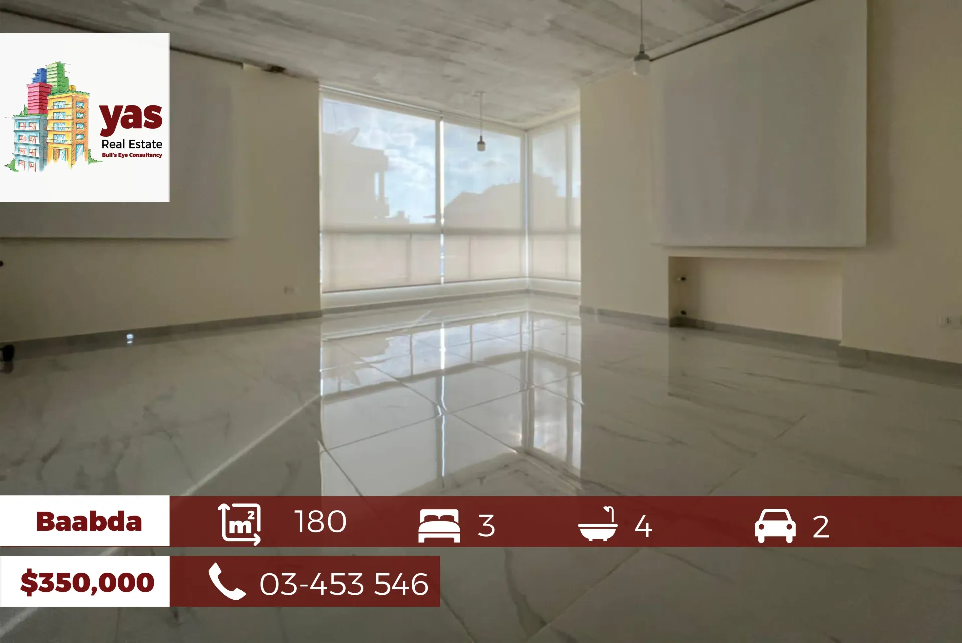 Apartment for Sale in Baabda - 3 bed, 4 bath
