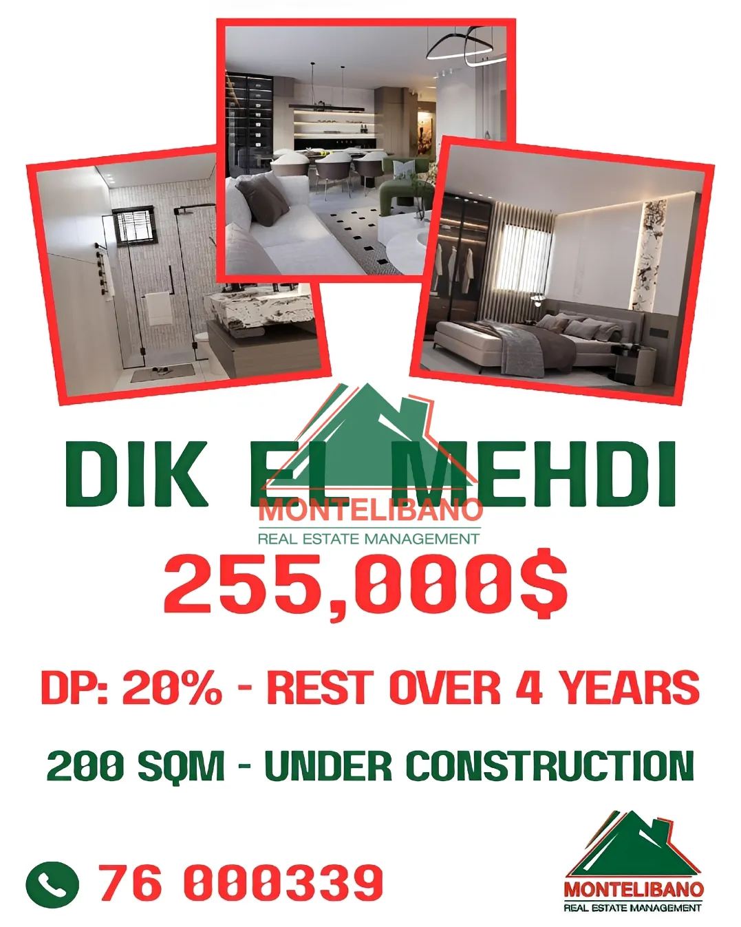 Apartment for Sale in Dik El Mehdi, Lebanon