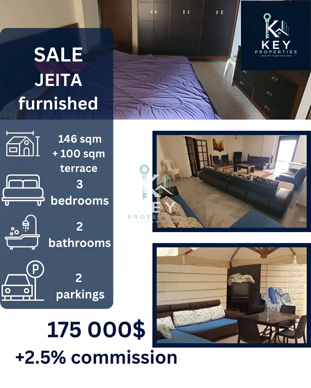 Apartment for sale in Jeita, Lebanon - 3 bed, 2 bath