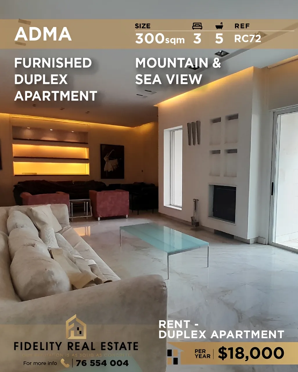 Duplex for rent in Adma w Dafnah, Lebanon - 3 bed, 5 bath