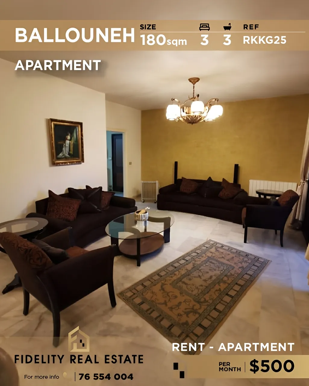 Apartment for rent in Ballouneh, Lebanon - 3 bed, 3 bath