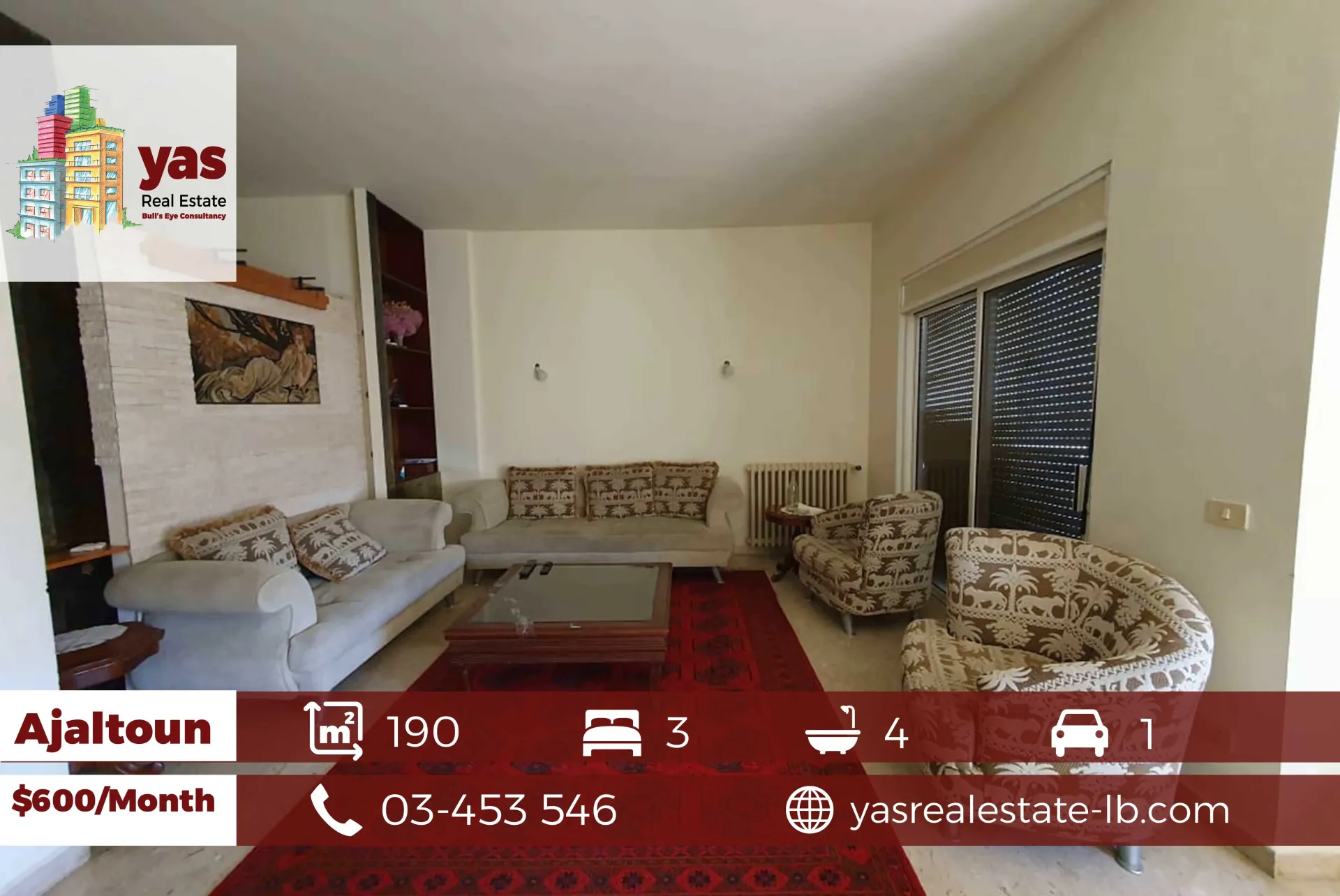 Apartment for Rent in Ajaltoun - 3 bed, 4 bath