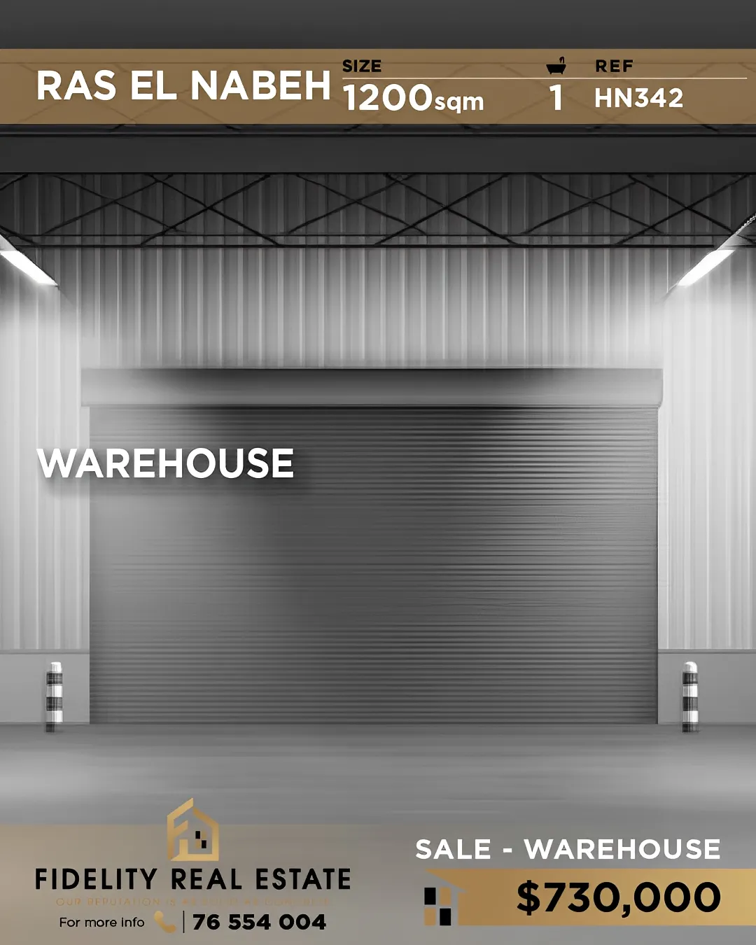 Warehouse for sale in Ras Al Naba'a, Beirut, Lebanon