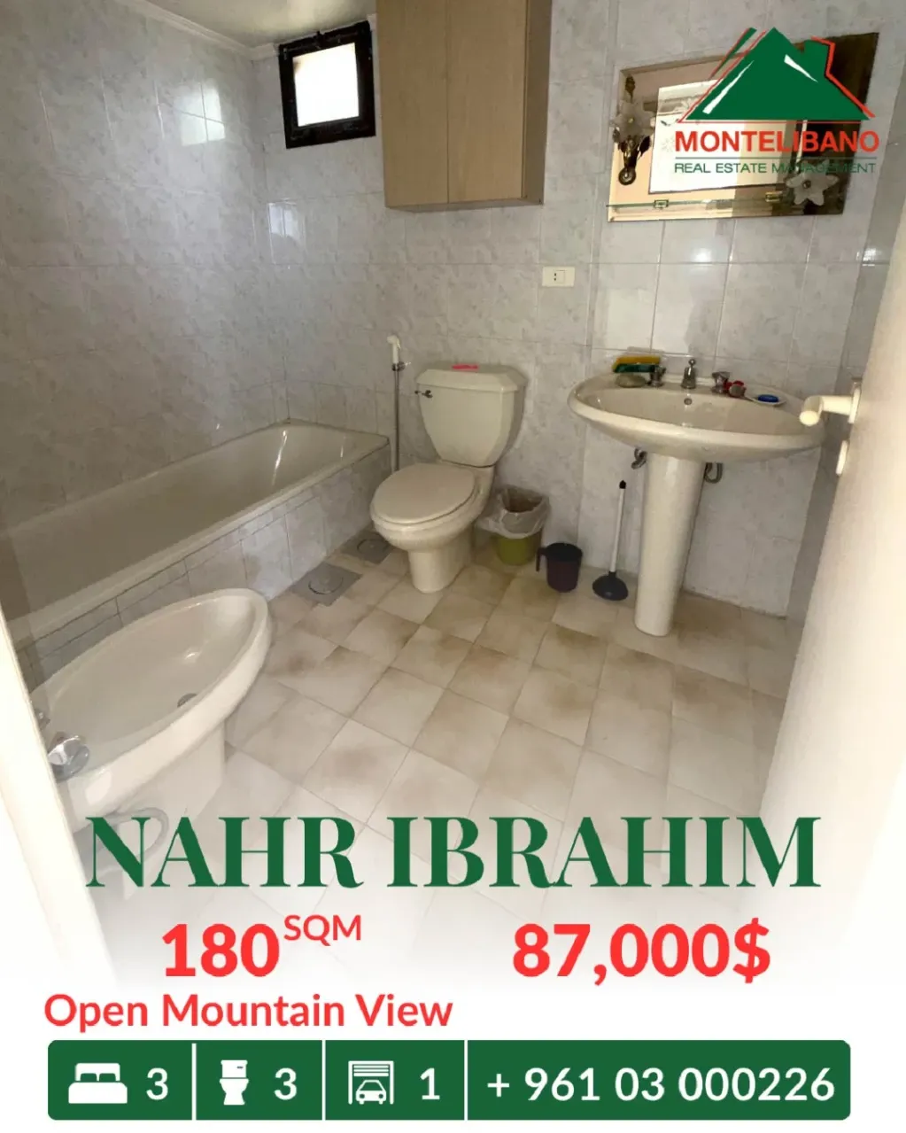 Apartment for sale in Nahr Ibrahim, Lebanon