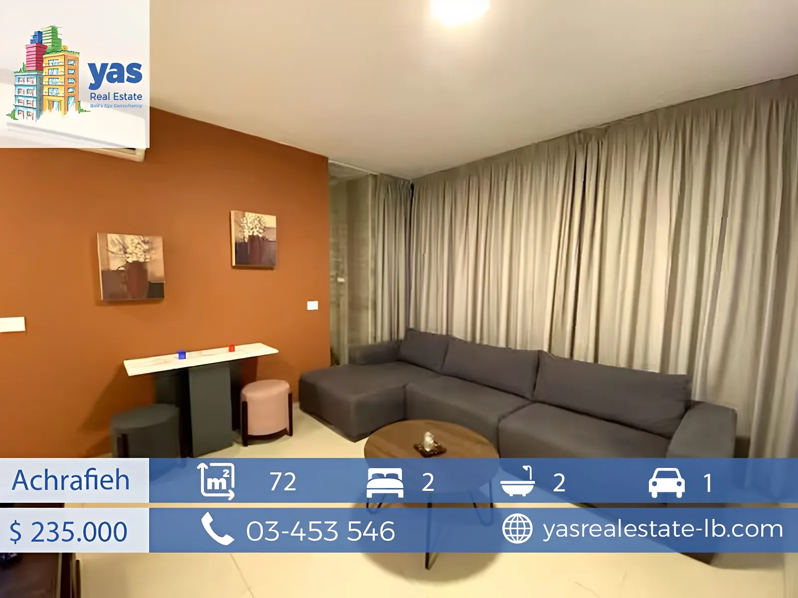 Apartment for Sale in Achrafieh - 2 bed, 2 bath