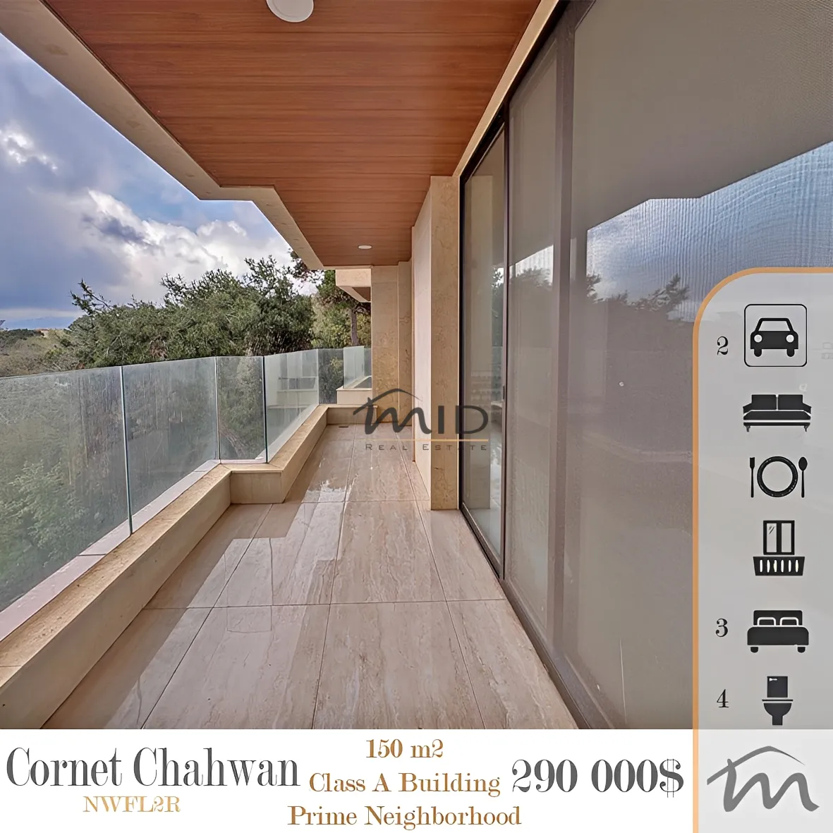 Apartment for sale in Cornet chahwan, lebanon - 3 bed, 4.0 bath