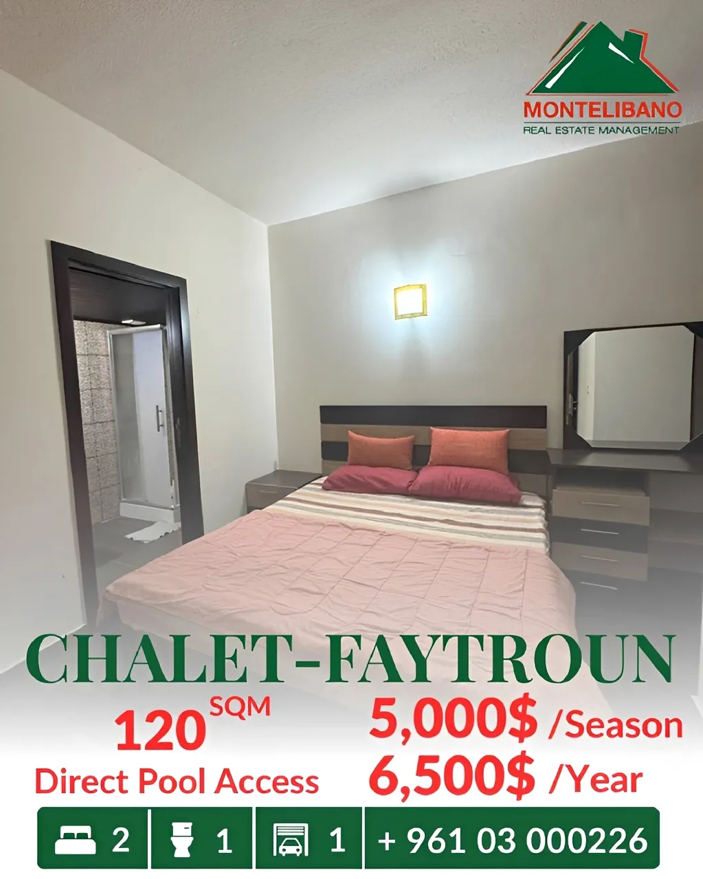 Chalet for rent in Faitroun, Lebanon - 2 bed, 1 bath