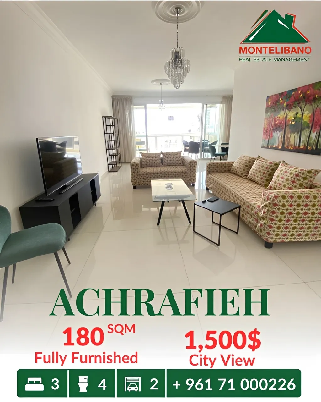 Apartment for rent in Achrafieh, Beirut, Lebanon - 3 bed, 4 bath