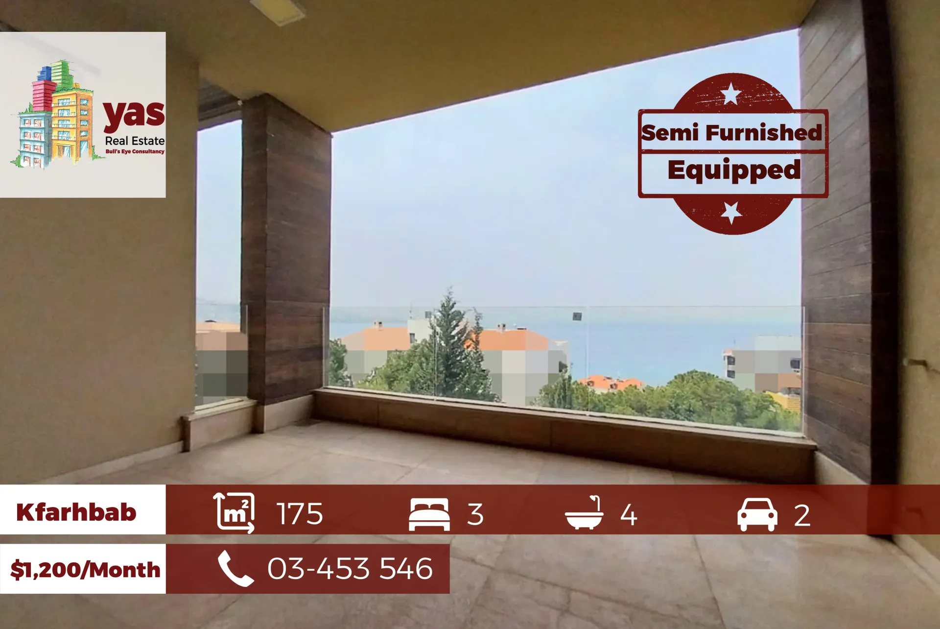 Apartment for Rent in Kfar Hbab - 3 bed, 4 bath