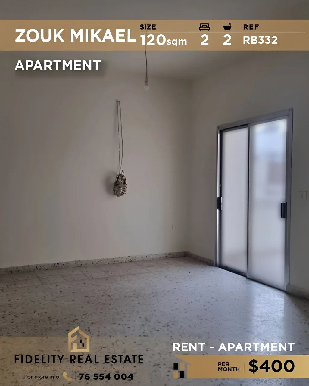 Apartment for rent in Zouk Mikael, Lebanon - 2 bed, 2 bath