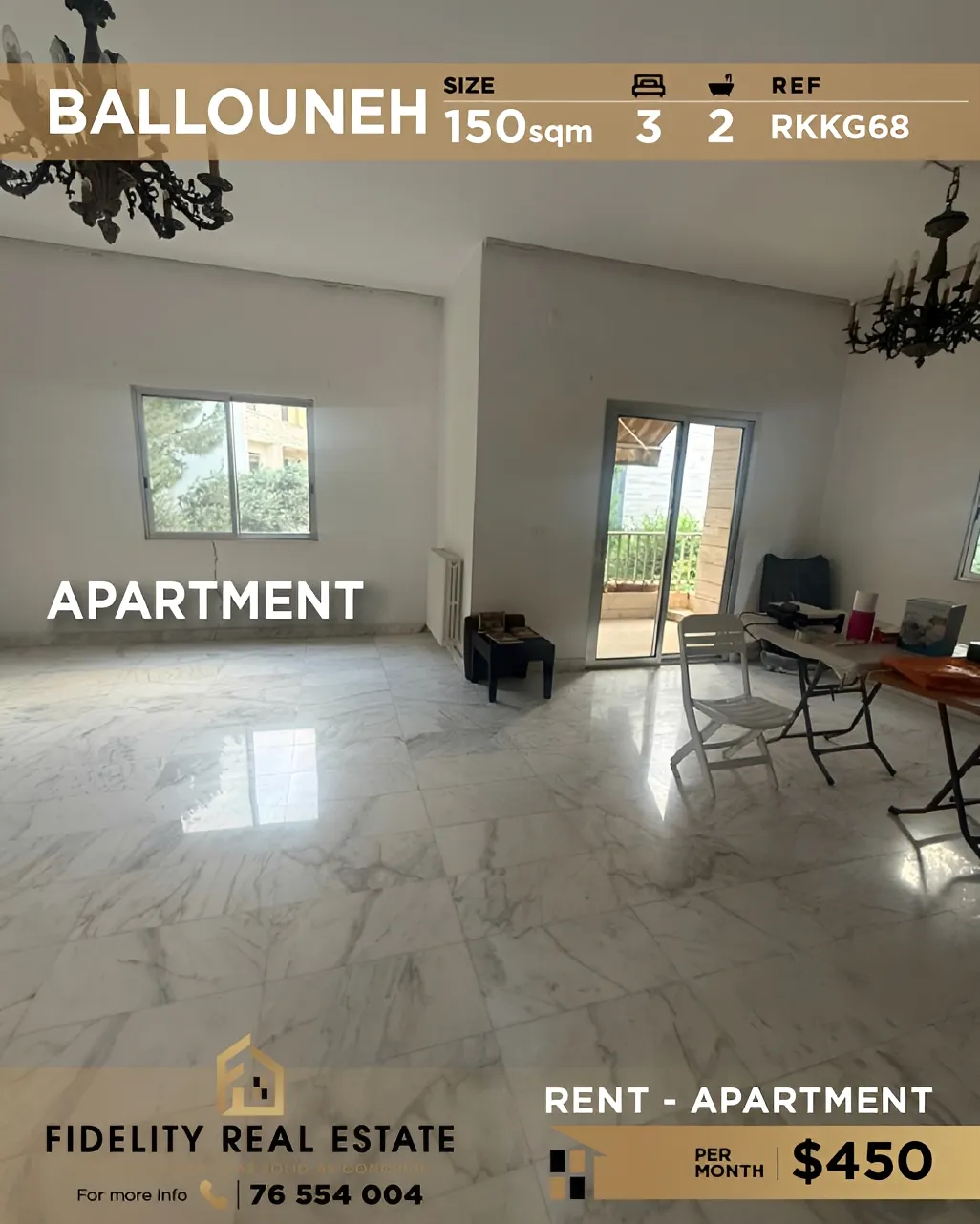 Apartment for rent in Ballouneh, Lebanon - 3 bed, 2 bath