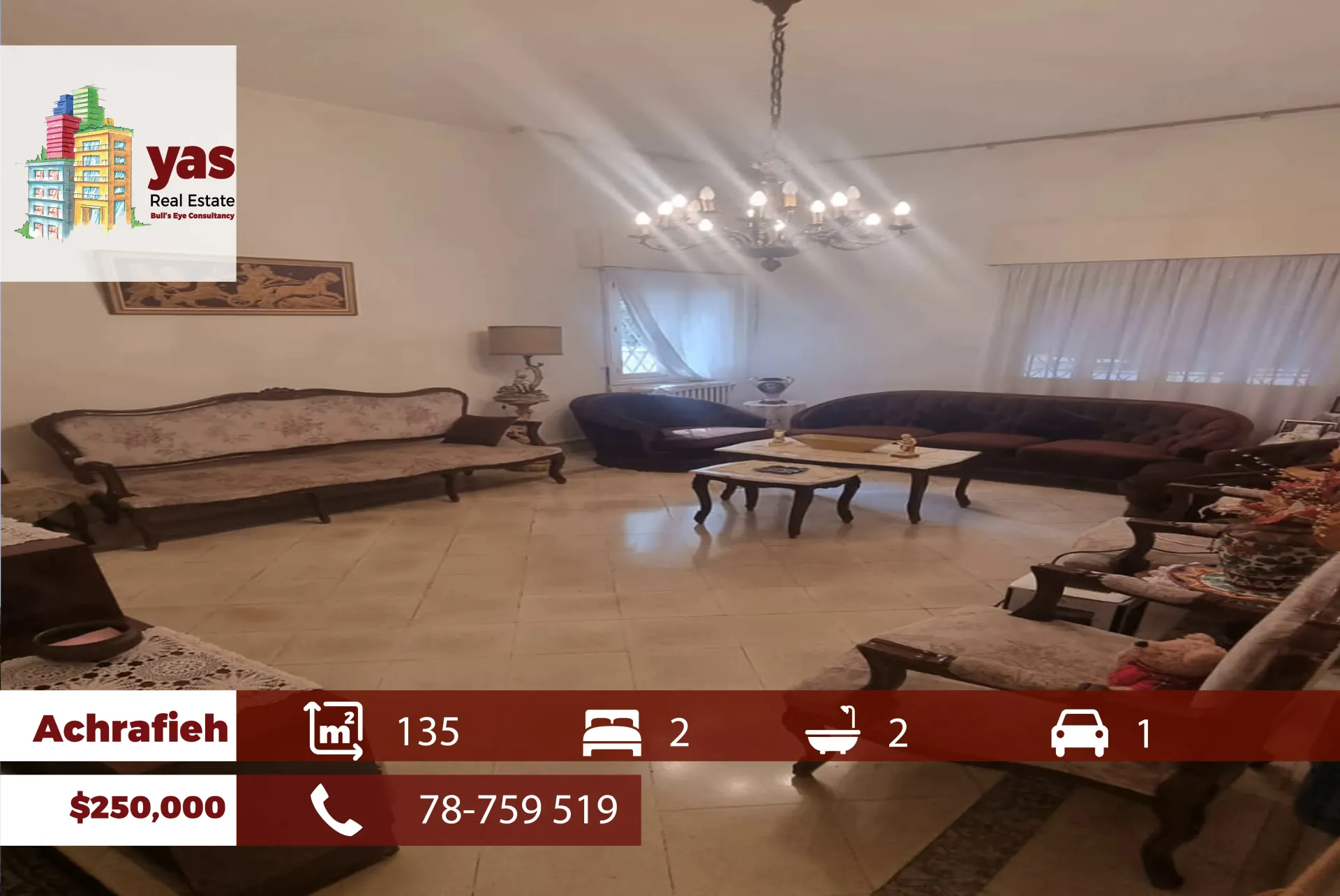 Apartment for Sale in Achrafieh - 2 bed, 2 bath
