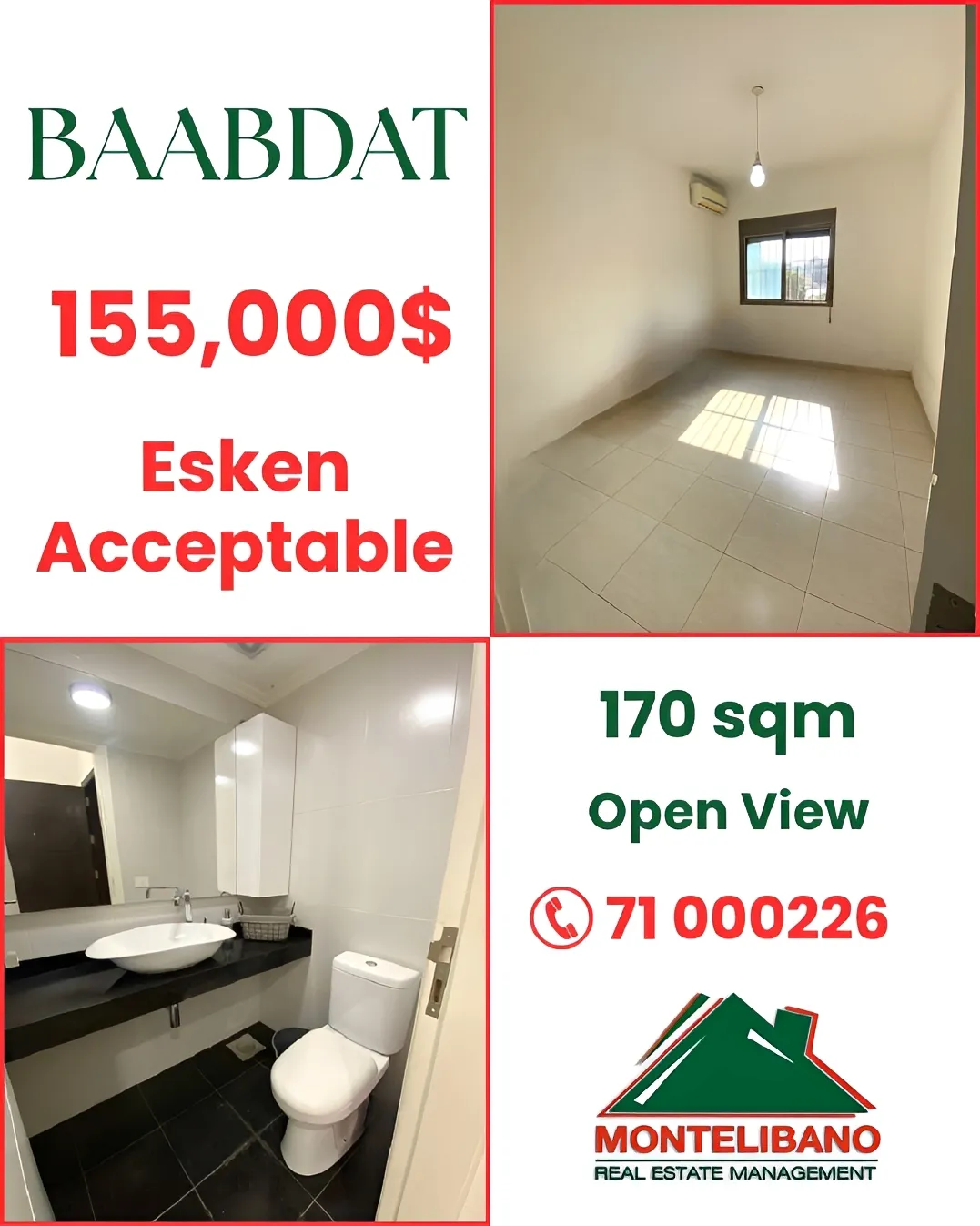 Apartment for sale in Baabdat, Lebanon - 3 bed, 3 bath