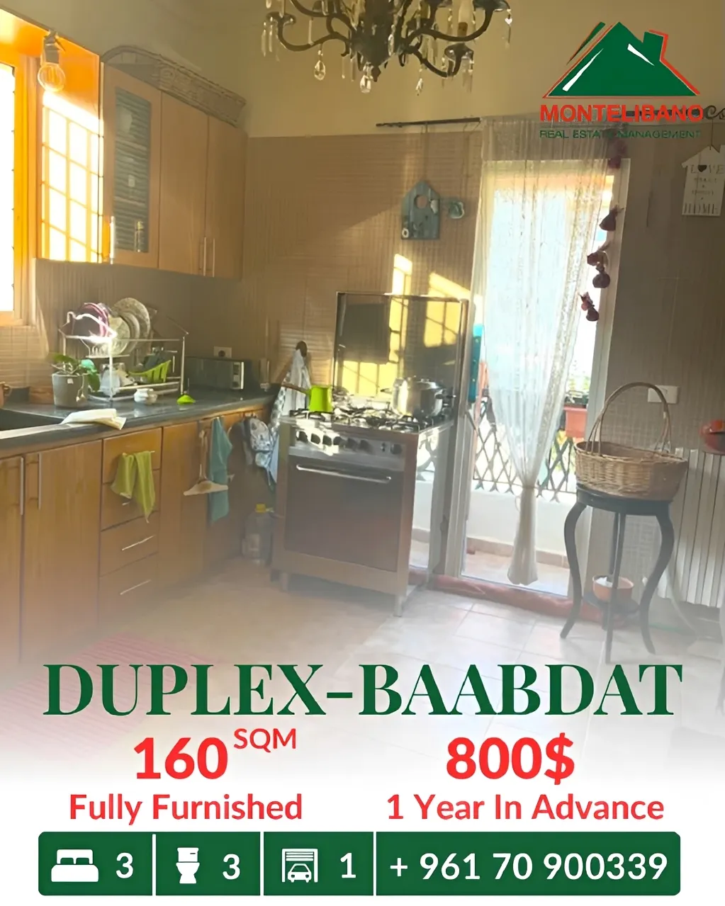 Duplex for rent in Baabdat, Lebanon