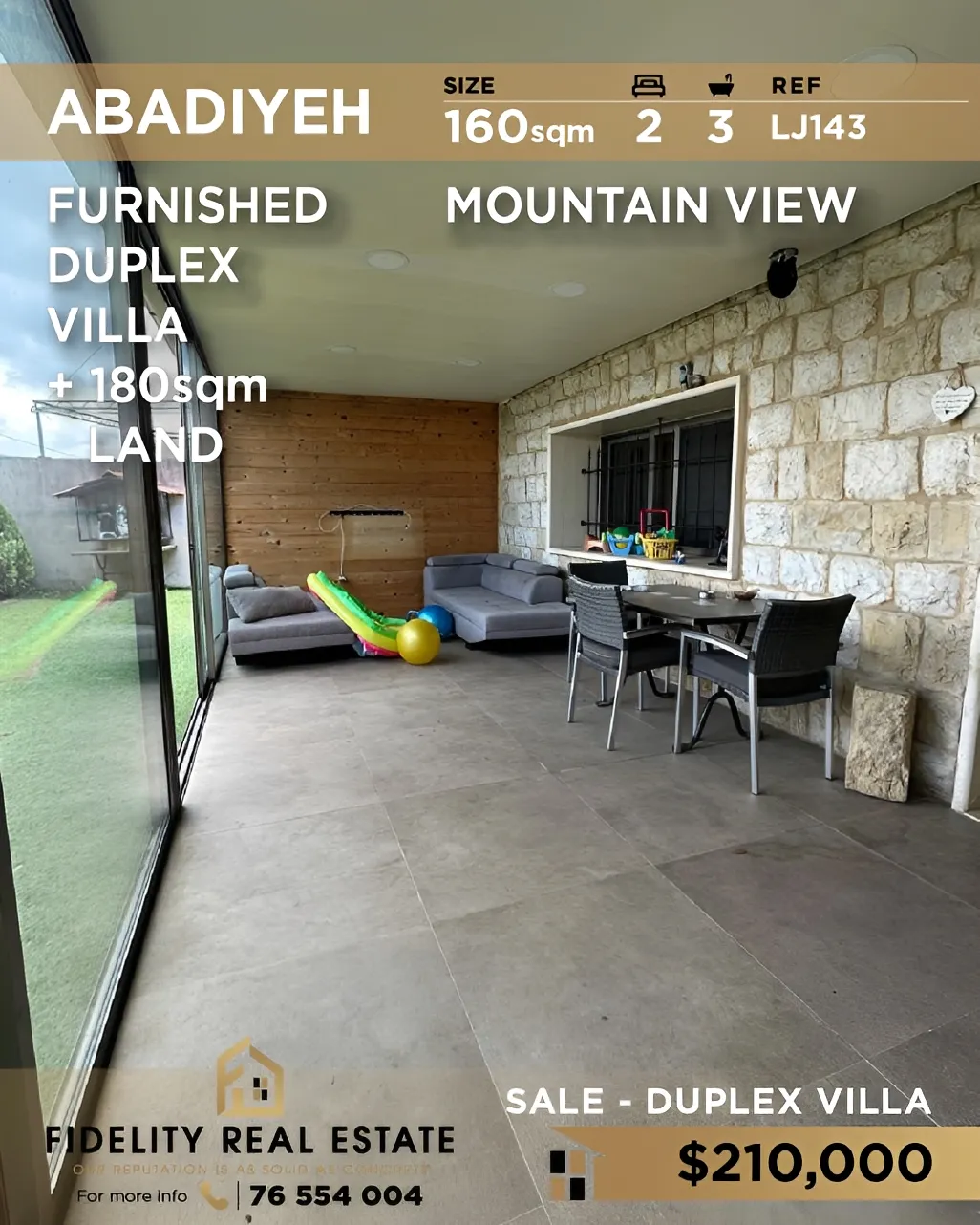 Villa for sale in Aabadiyeh, Lebanon - 2 bed, 3 bath