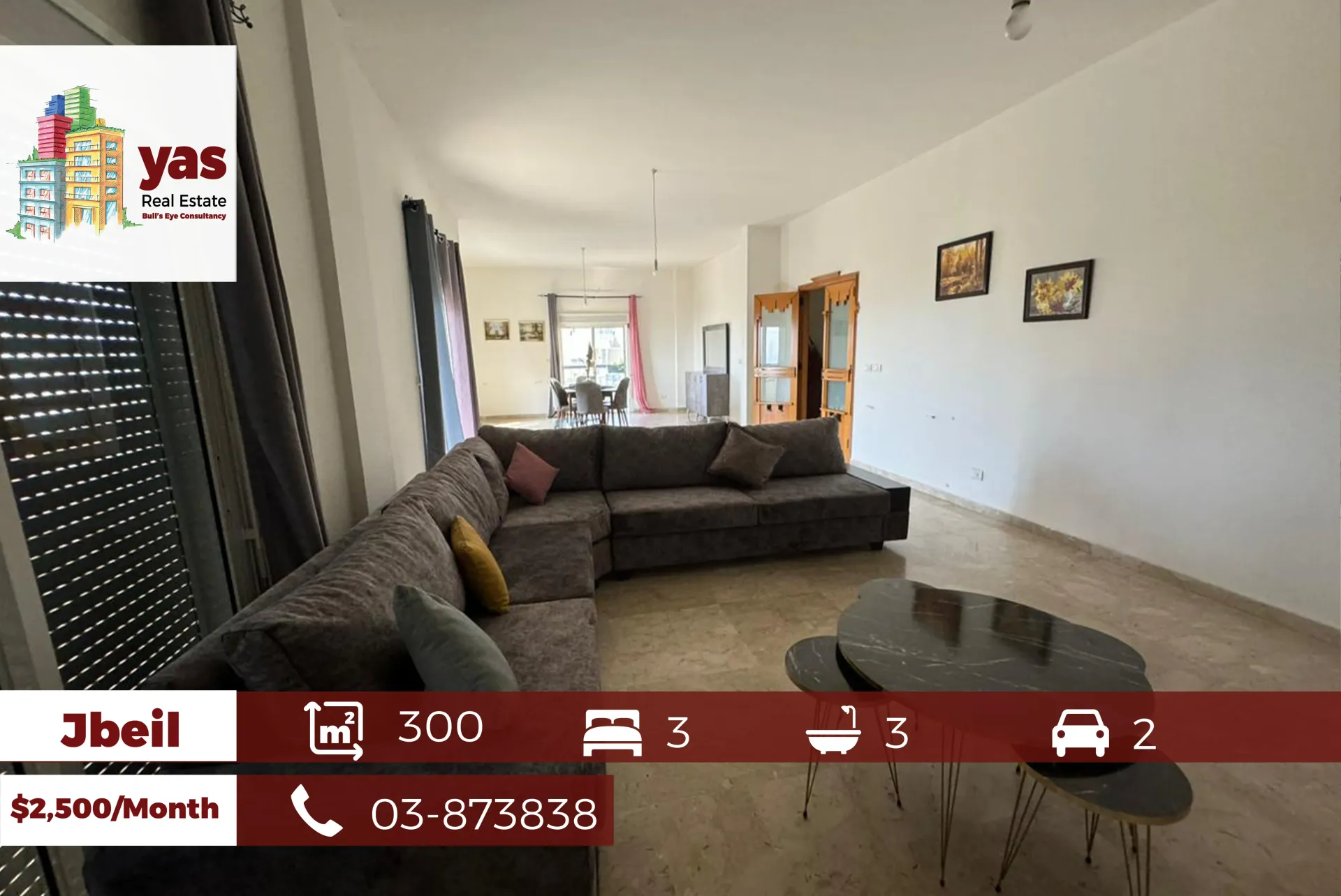 Apartment for Rent in Byblos - 3 bed, 3 bath