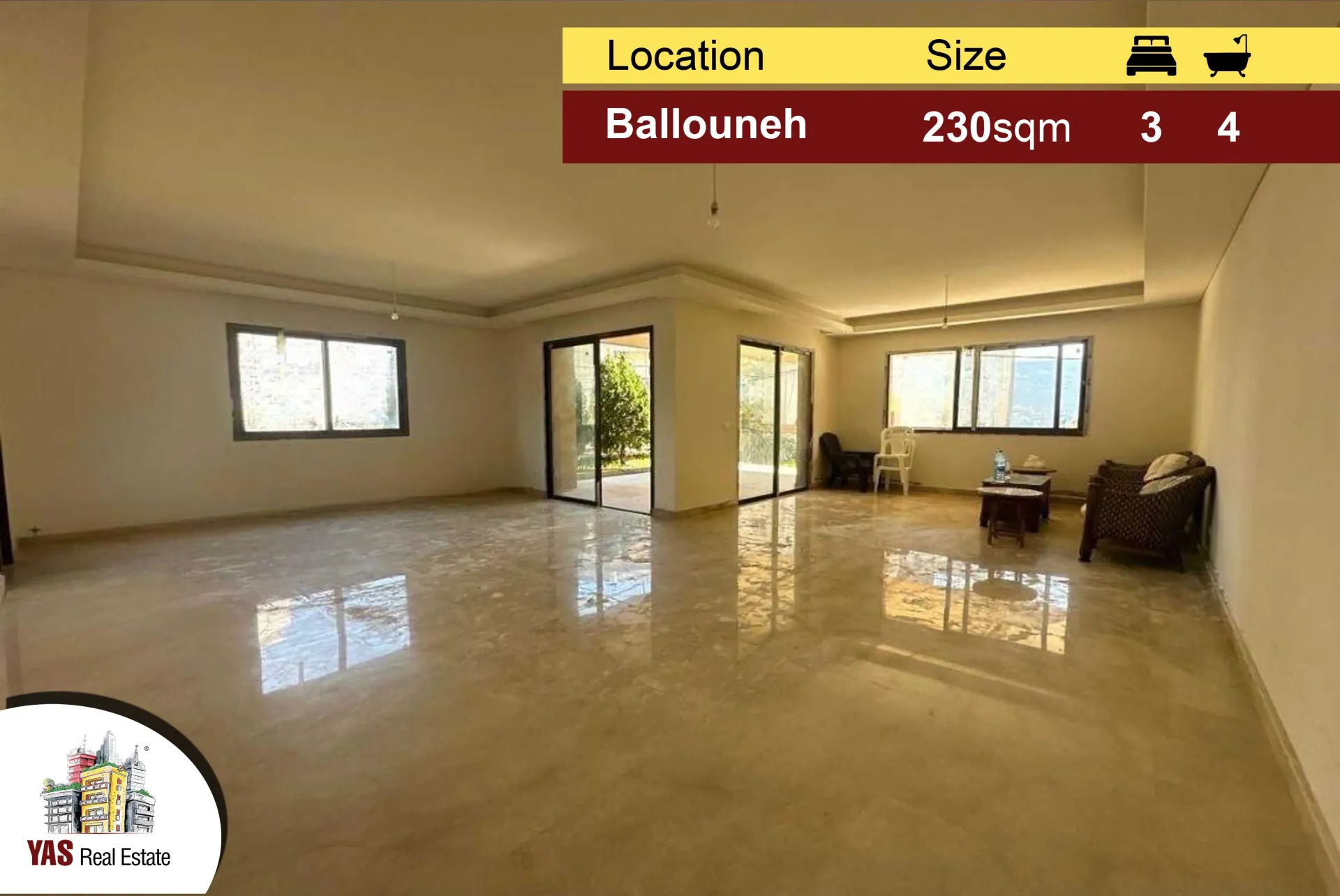Apartment for Sale in Ballouneh - 3 bed, 4 bath