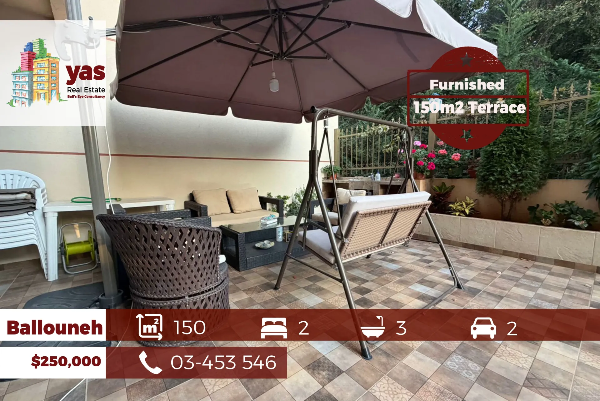 Apartment for Sale in Ballouneh - 2 bed, 3 bath