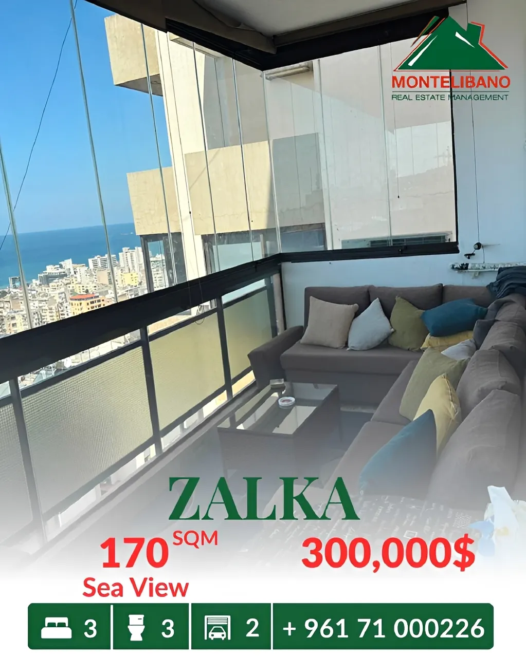 Apartment for sale in Zalqa, Lebanon - 3 bed, 3 bath