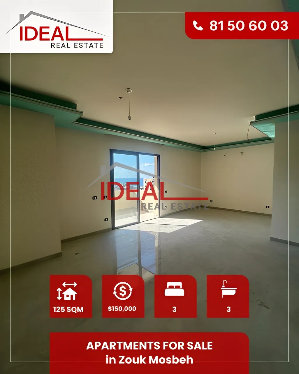 Apartment for Sale in Zouk Mosbeh, Lebanon - 3 bed, 3 bath