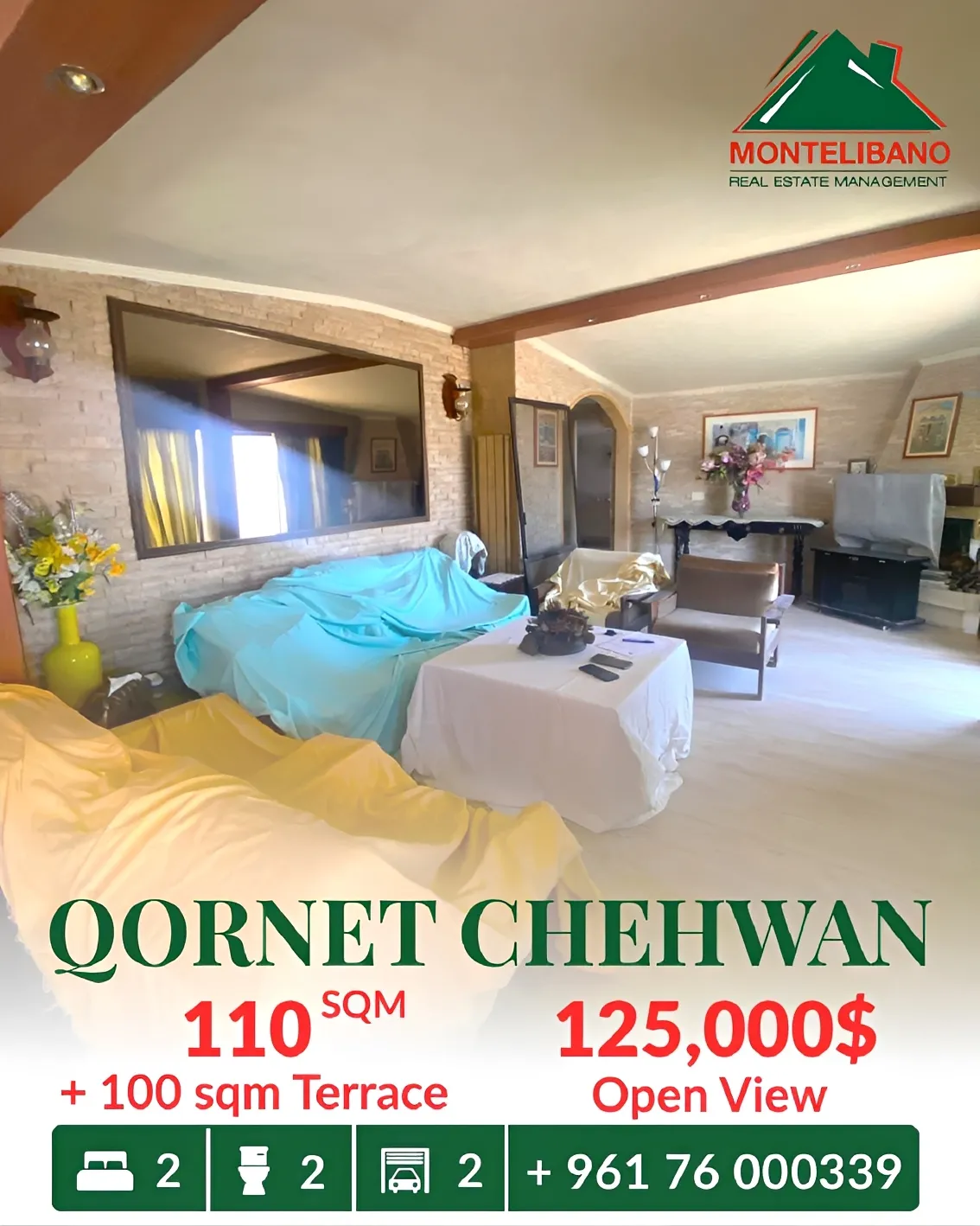 Apartment for sale in Cornet Chahwan, Lebanon - 2 bed, 2 bath