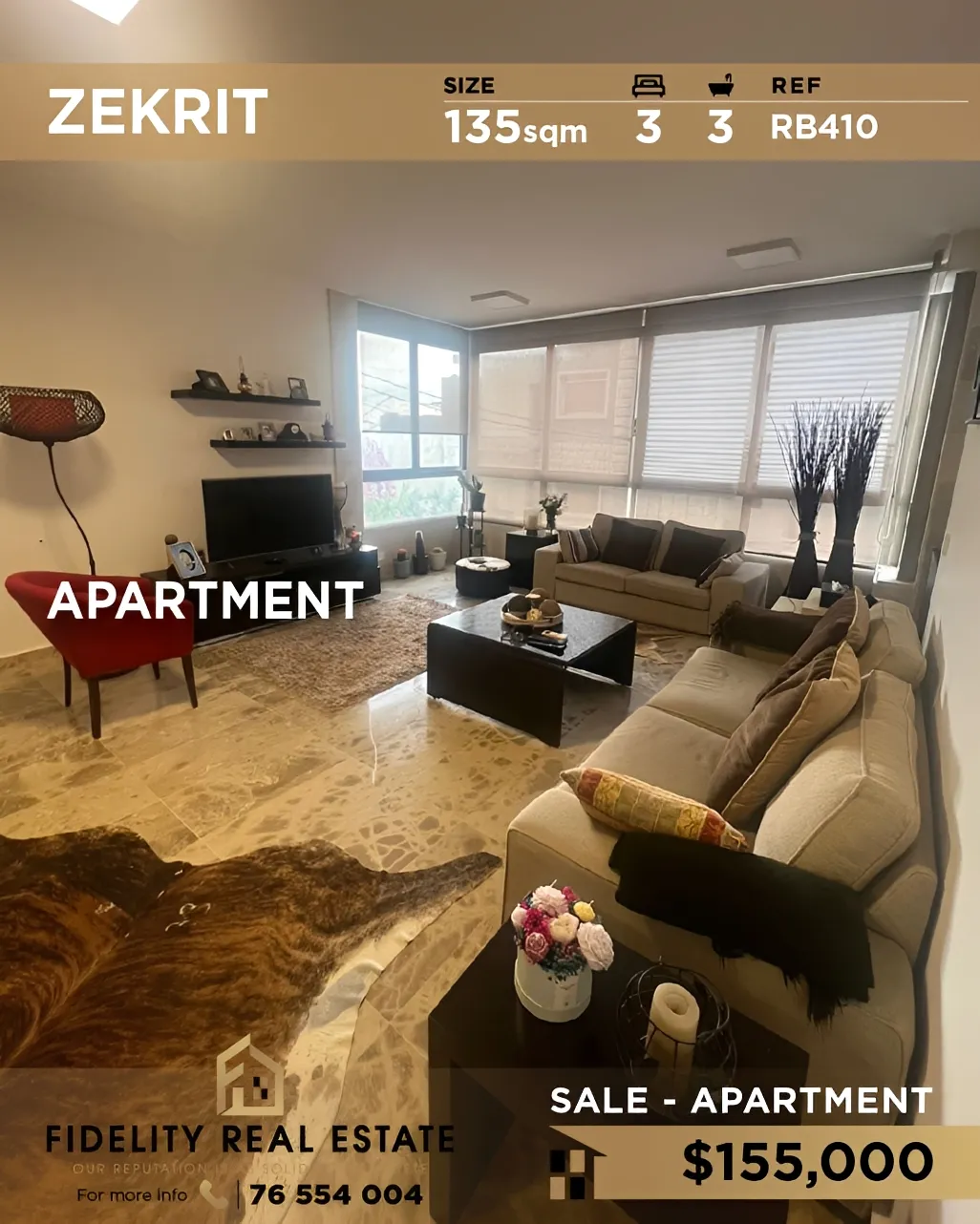 Apartment for sale in Zikrit, Lebanon