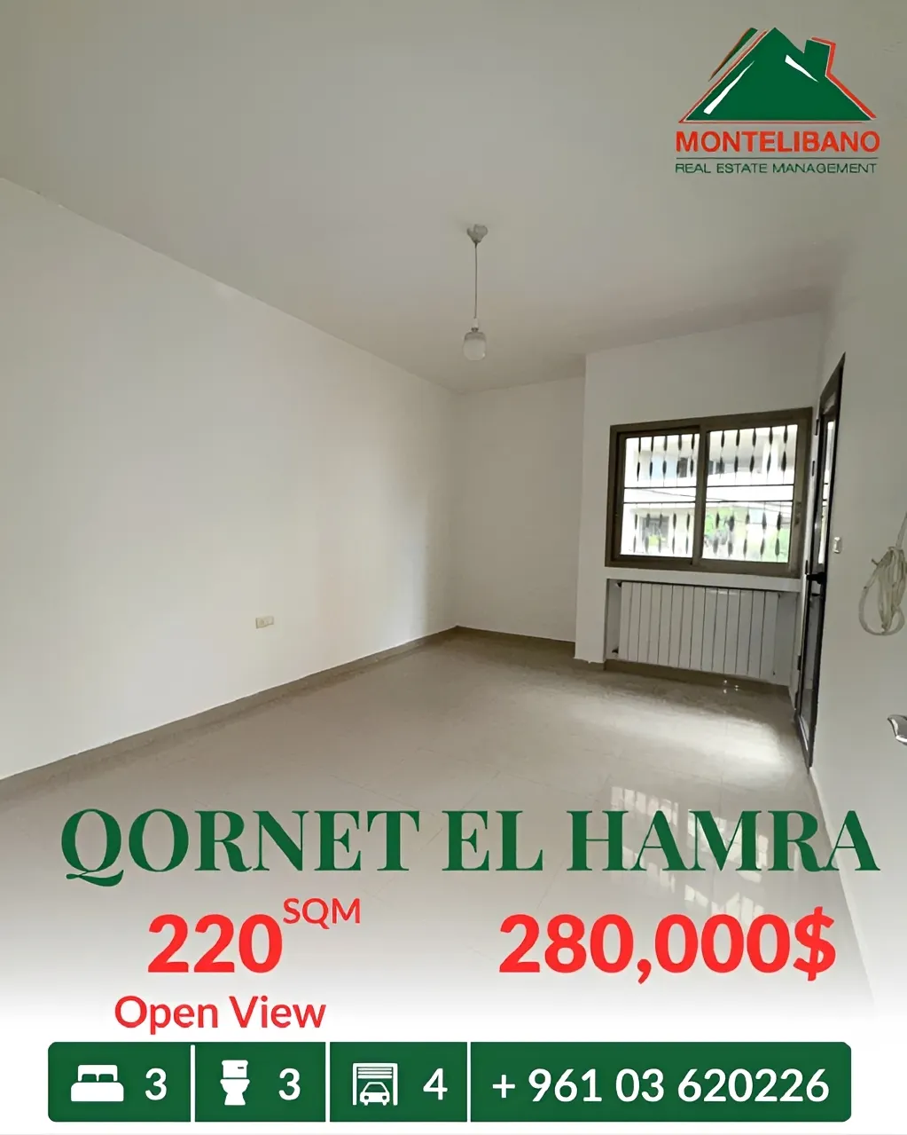 Apartment for sale in Qornet El Hamra, Lebanon