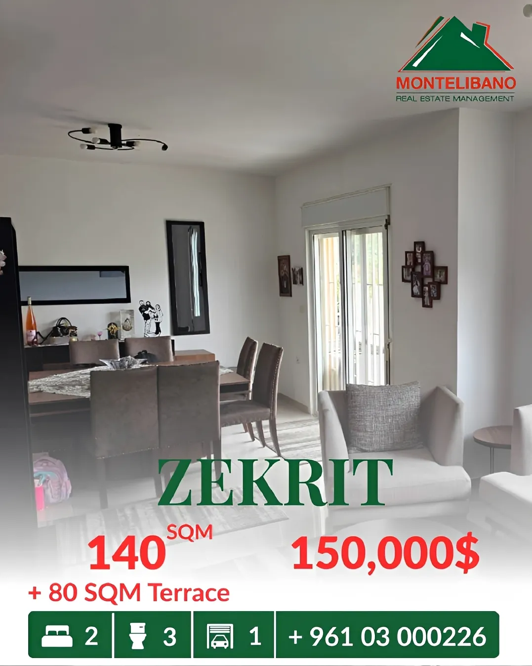 Apartment for sale in Zikrit, Lebanon - 2 bed, 3 bath