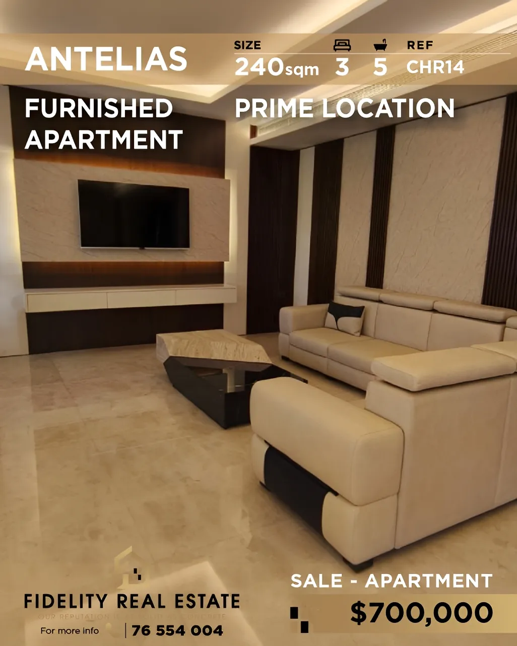 Apartment for sale in Antelias, Lebanon - 3 bed, 5 bath