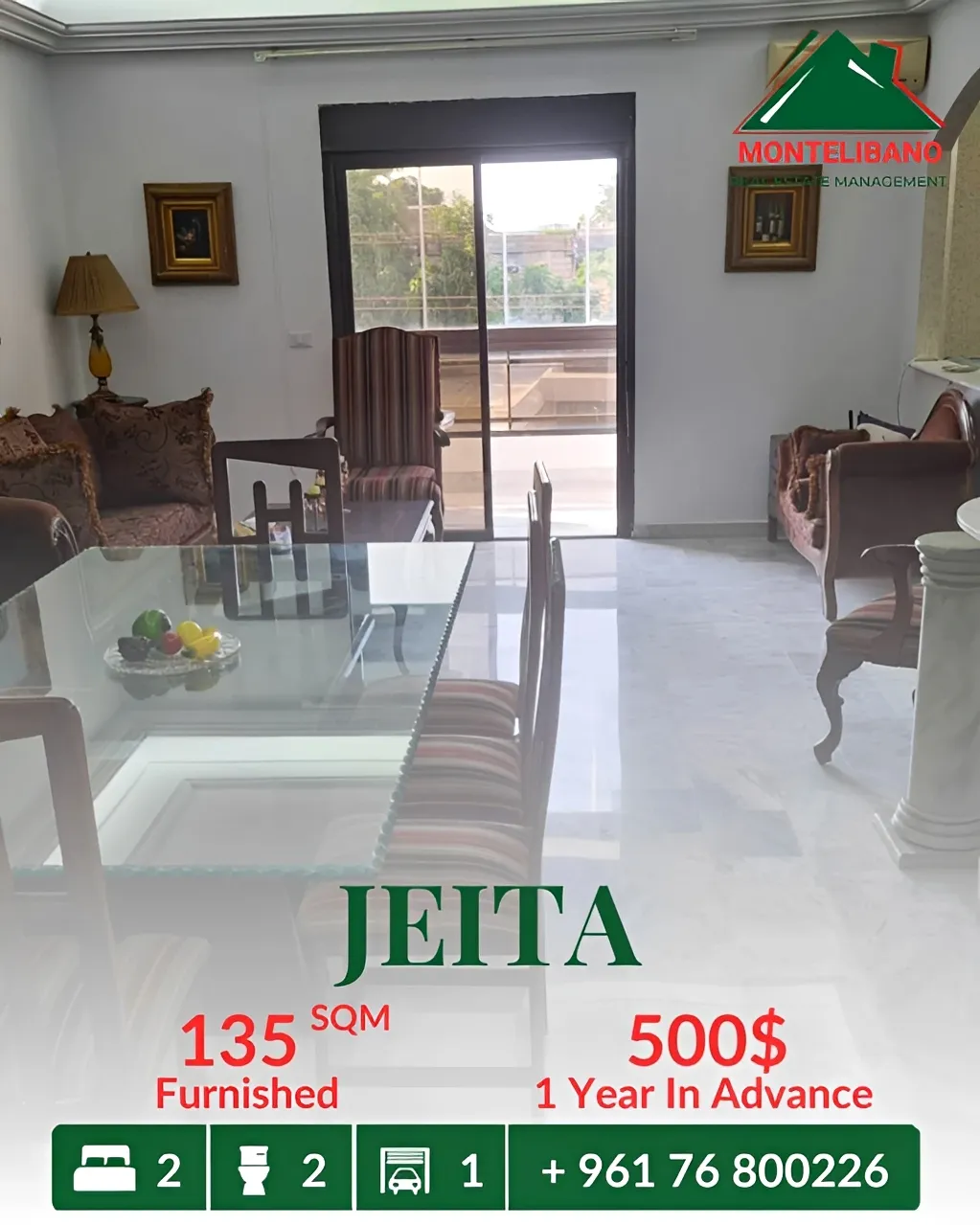 Apartment for rent in Jeita, Lebanon