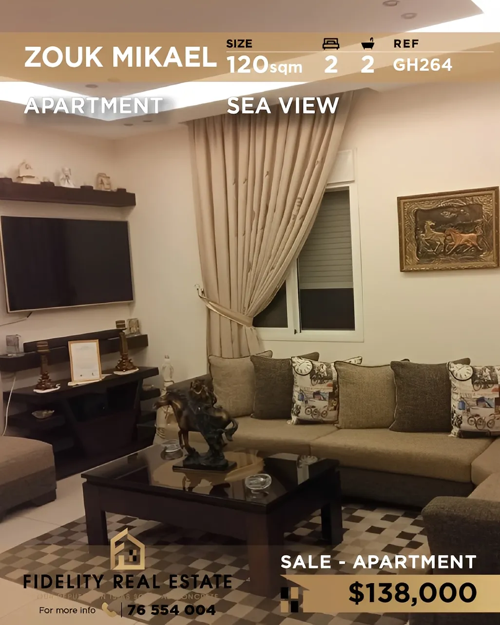 Apartment for Sale in Zouk Mikael, Lebanon - 2 bed, 2 bath