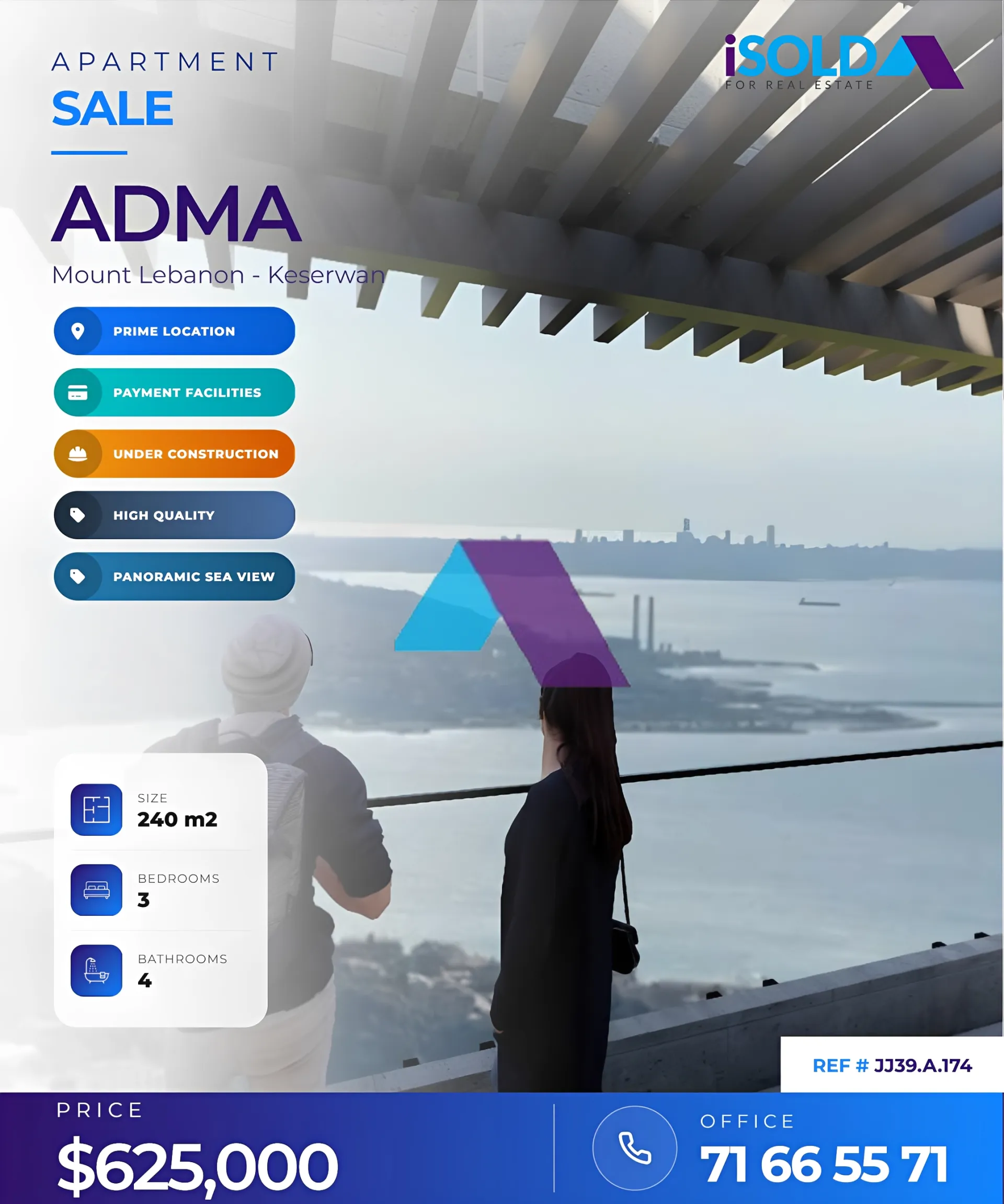 Apartment for sale in Adma w Dafnah, Lebanon - 3 bed, 4 bath