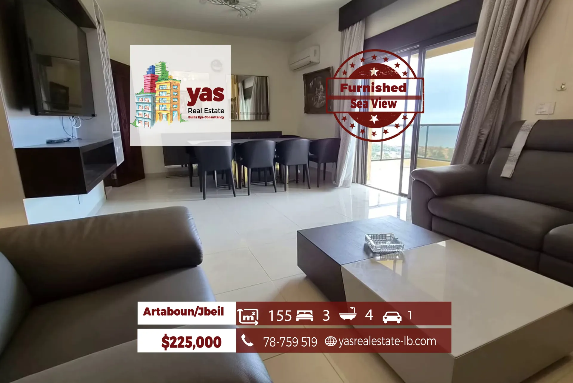 Apartment for Sale in Qartaboun - 3 bed, 4 bath