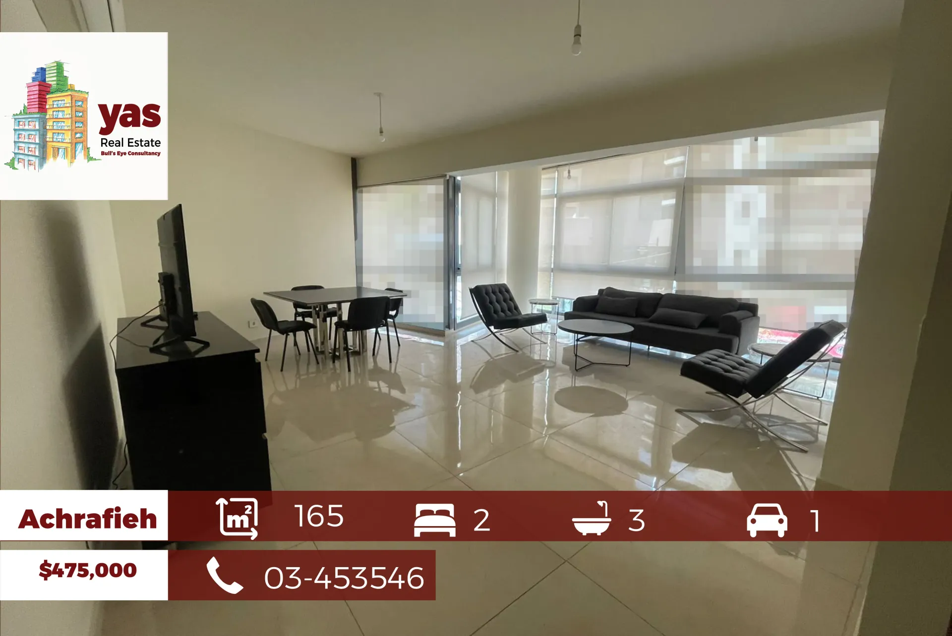 Apartment for Sale in Achrafieh - 2 bed, 3 bath