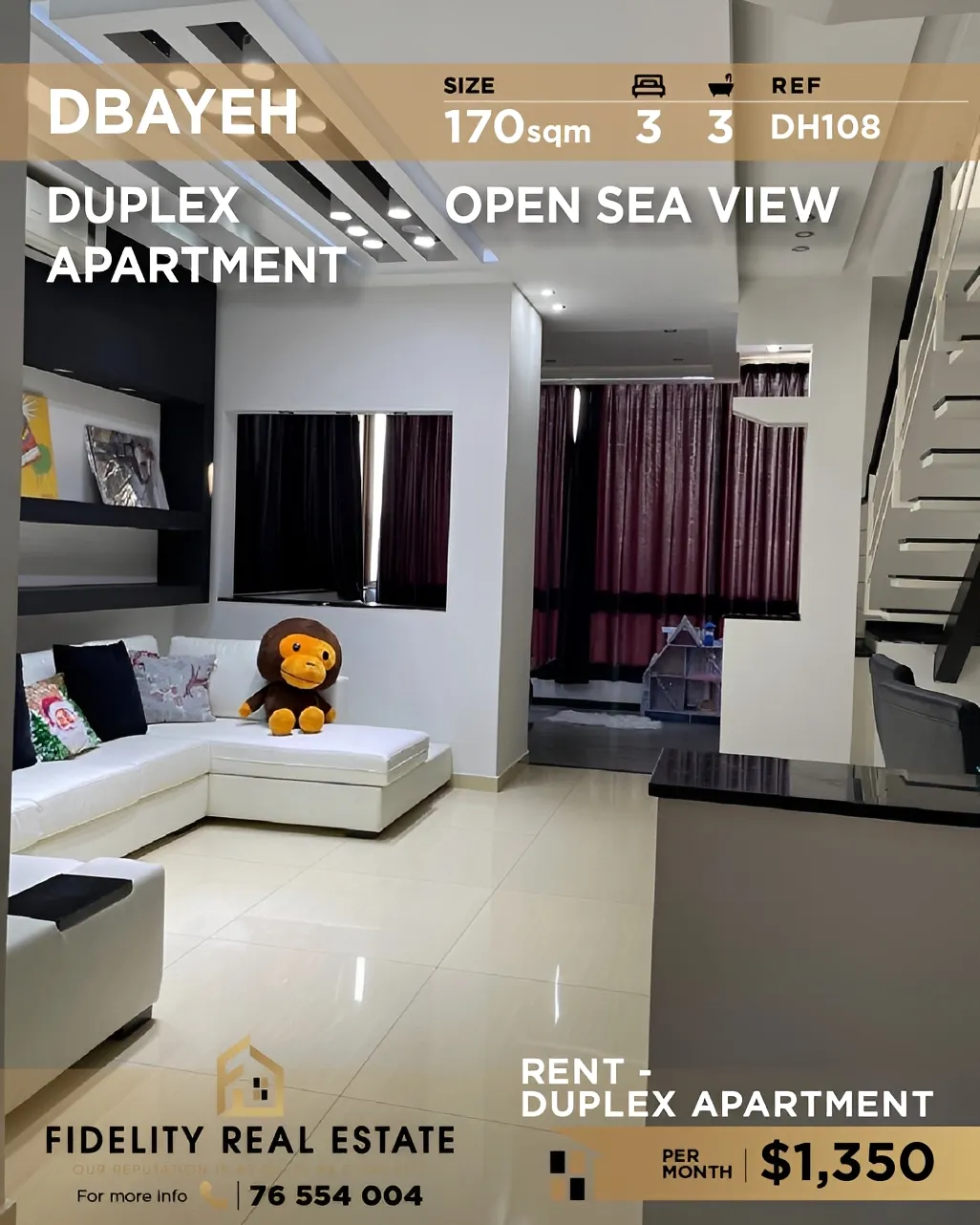 Duplex for rent in Dbayeh, Lebanon - 3 bed, 3 bath