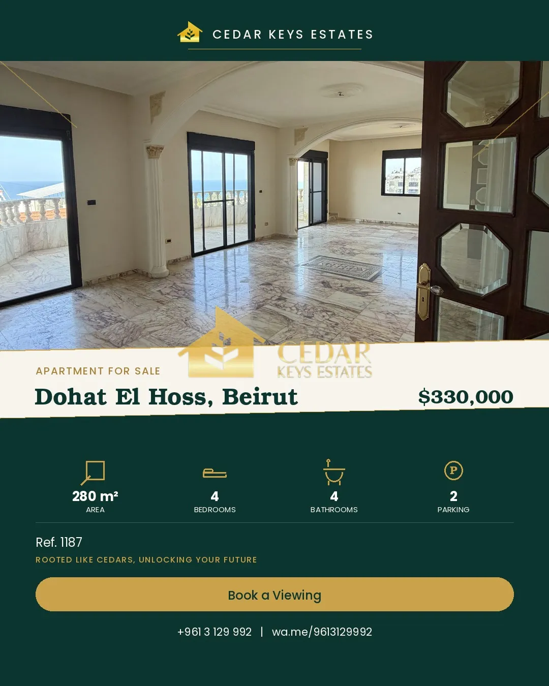Apartment for sale in Dawhet el Hoss, Aley, Lebanon - 4 bed, 4 bath
