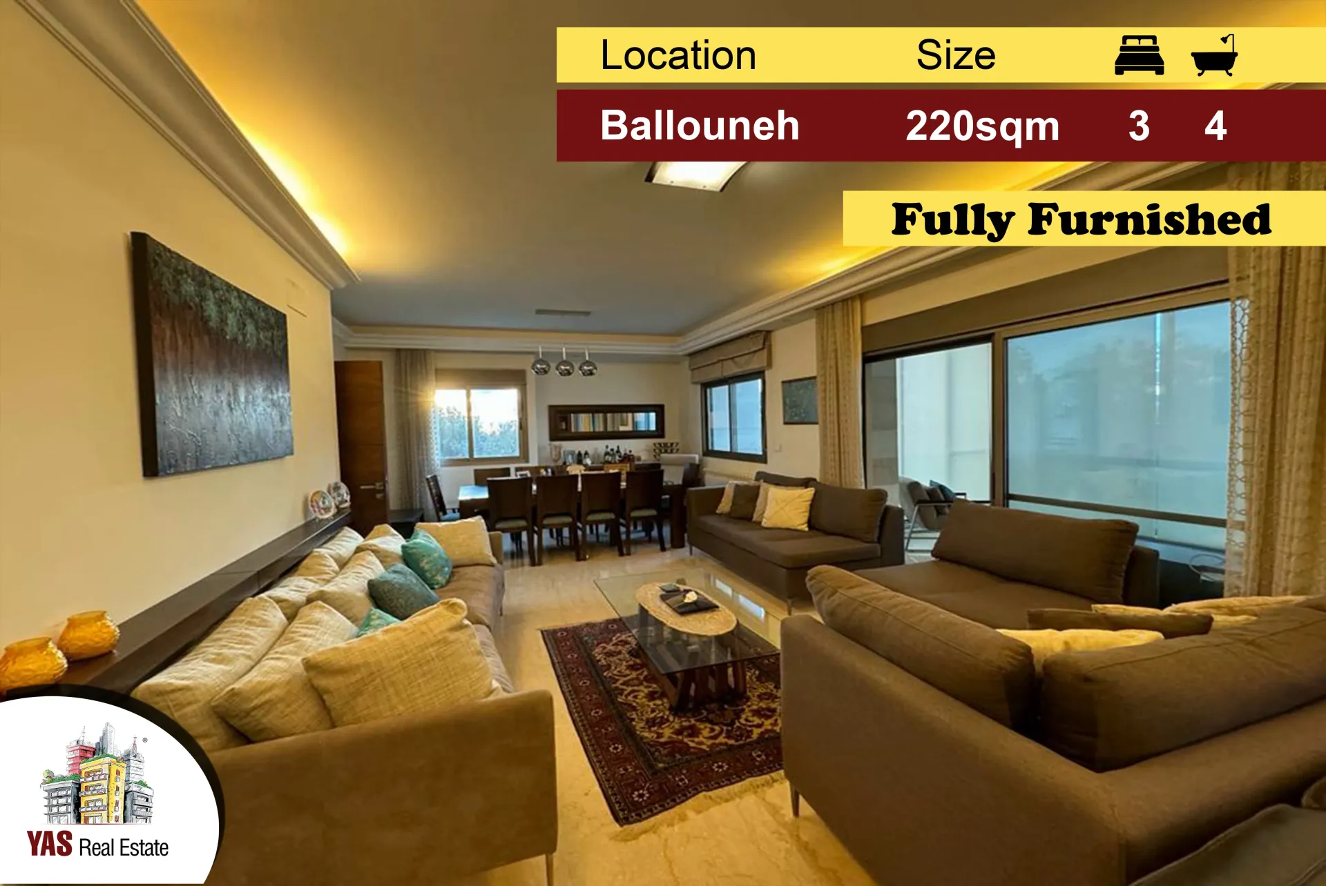 Apartment for Sale in Ballouneh - 3 bed, 4 bath