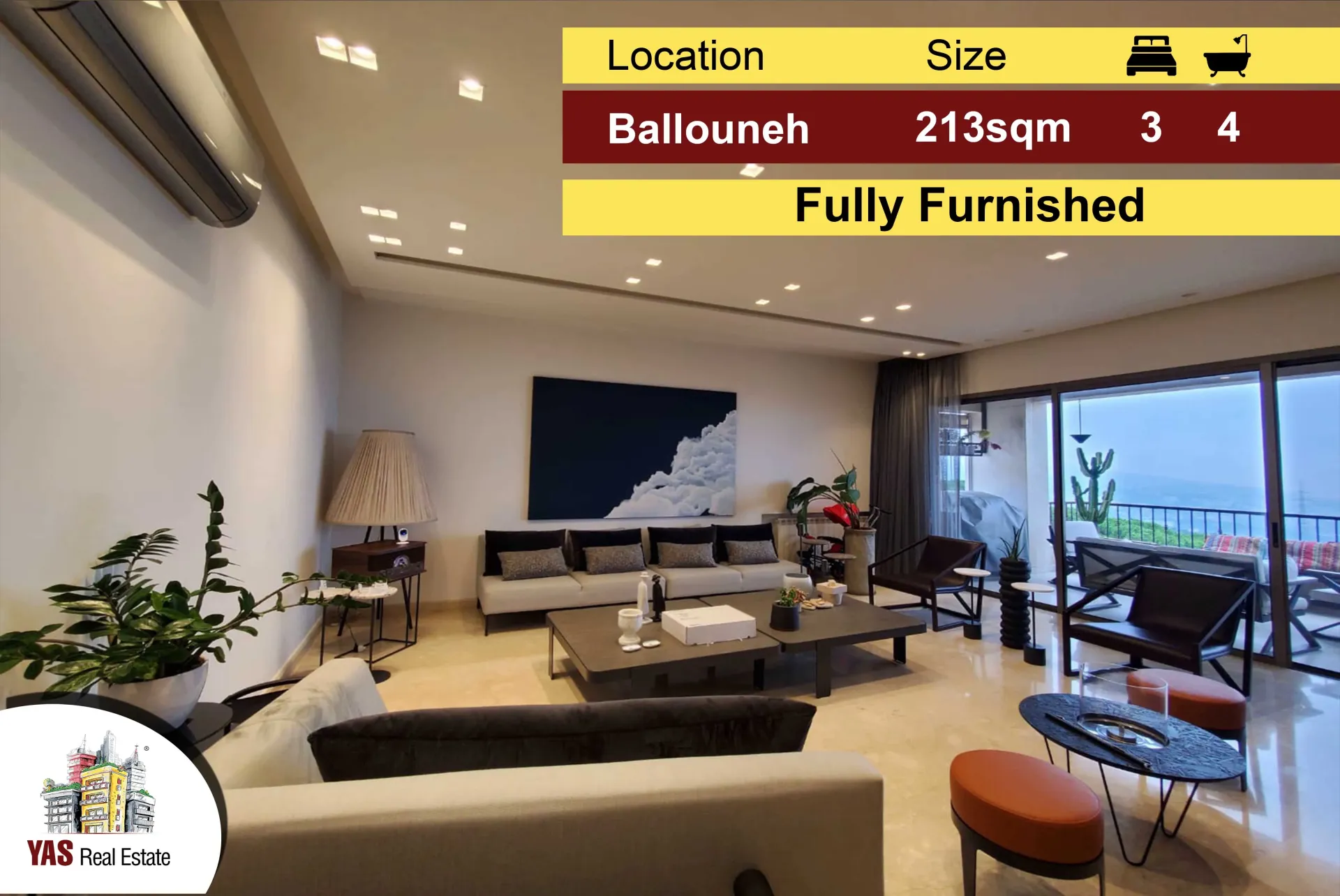Apartment for Sale in Ballouneh - 3 bed, 4 bath