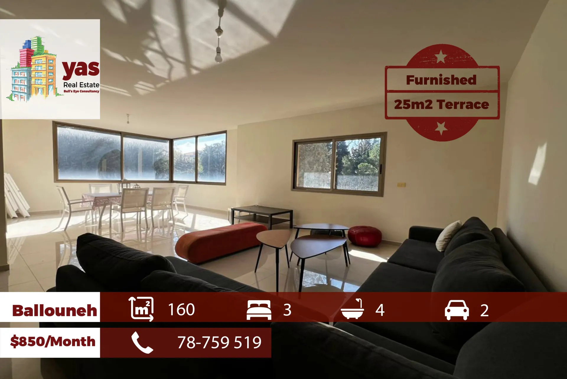Apartment for Rent in Ballouneh