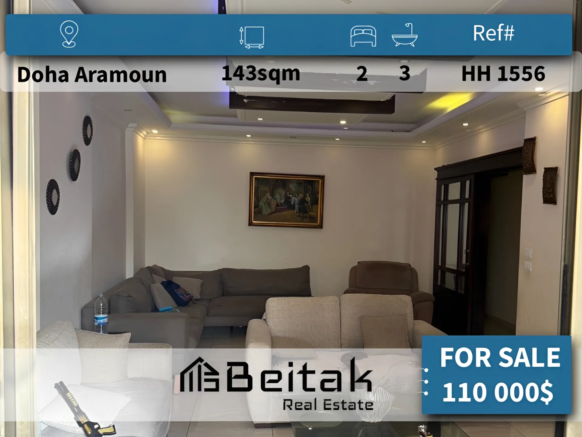 Apartment for sale in Dawhet Aramoun, Lebanon - 2 bed, 3 bath