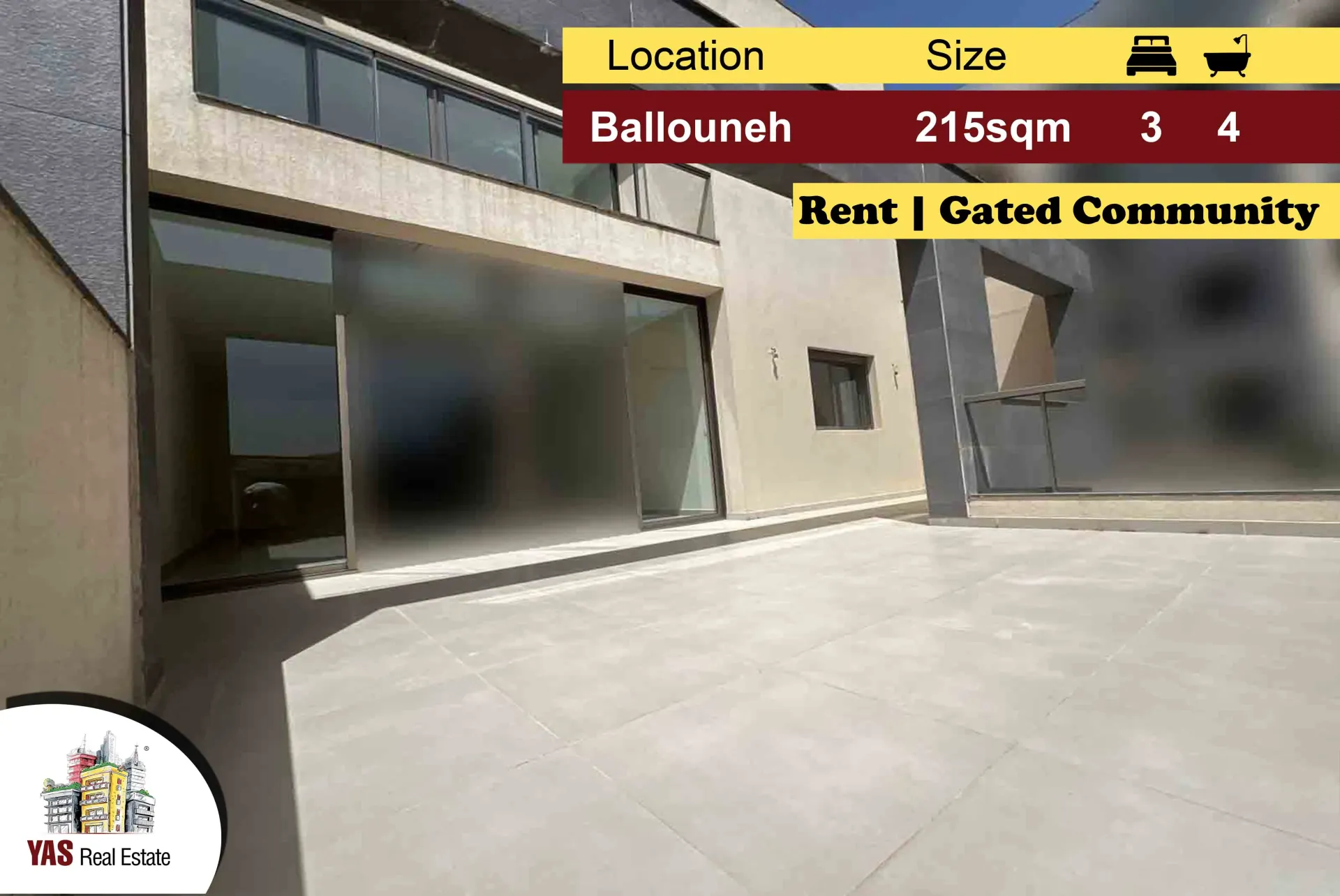 Apartment for Rent in Ballouneh - 3 bed, 4 bath