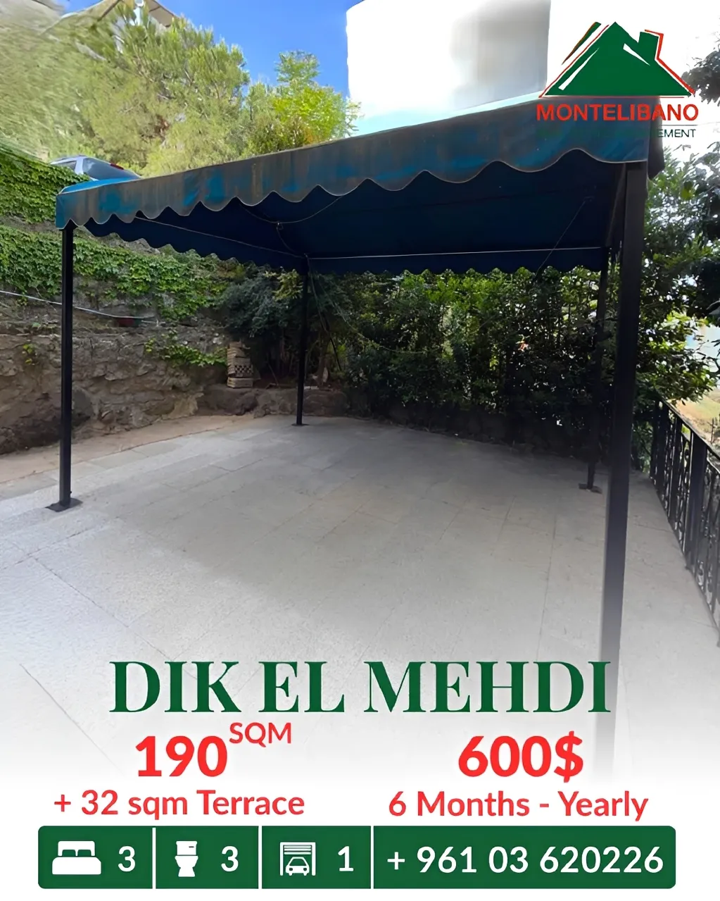 Apartment for rent in Dik El Mehdi
